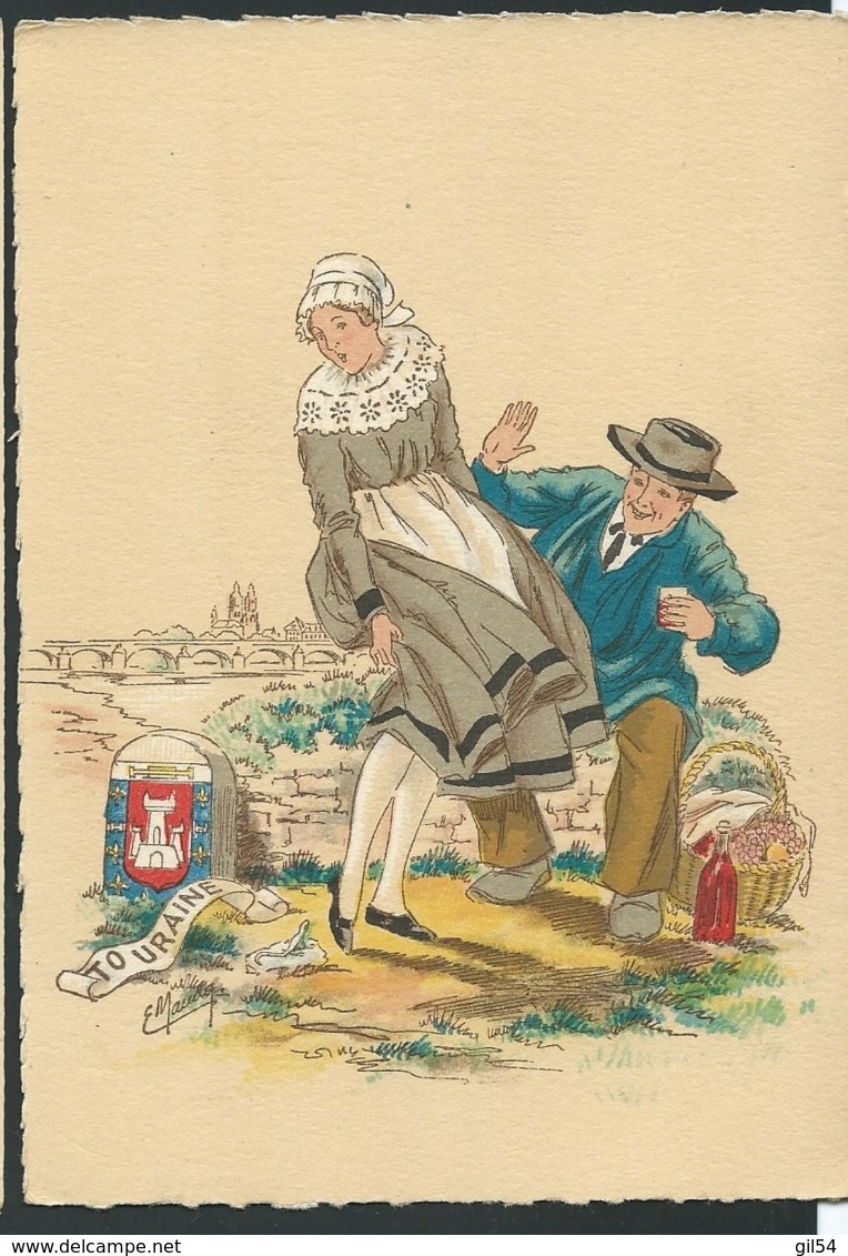 Les Costumes Dans Les  Provinces Françaises  ,  Touraine  , Illustration   Naudy   - Gaf30 - Naudy