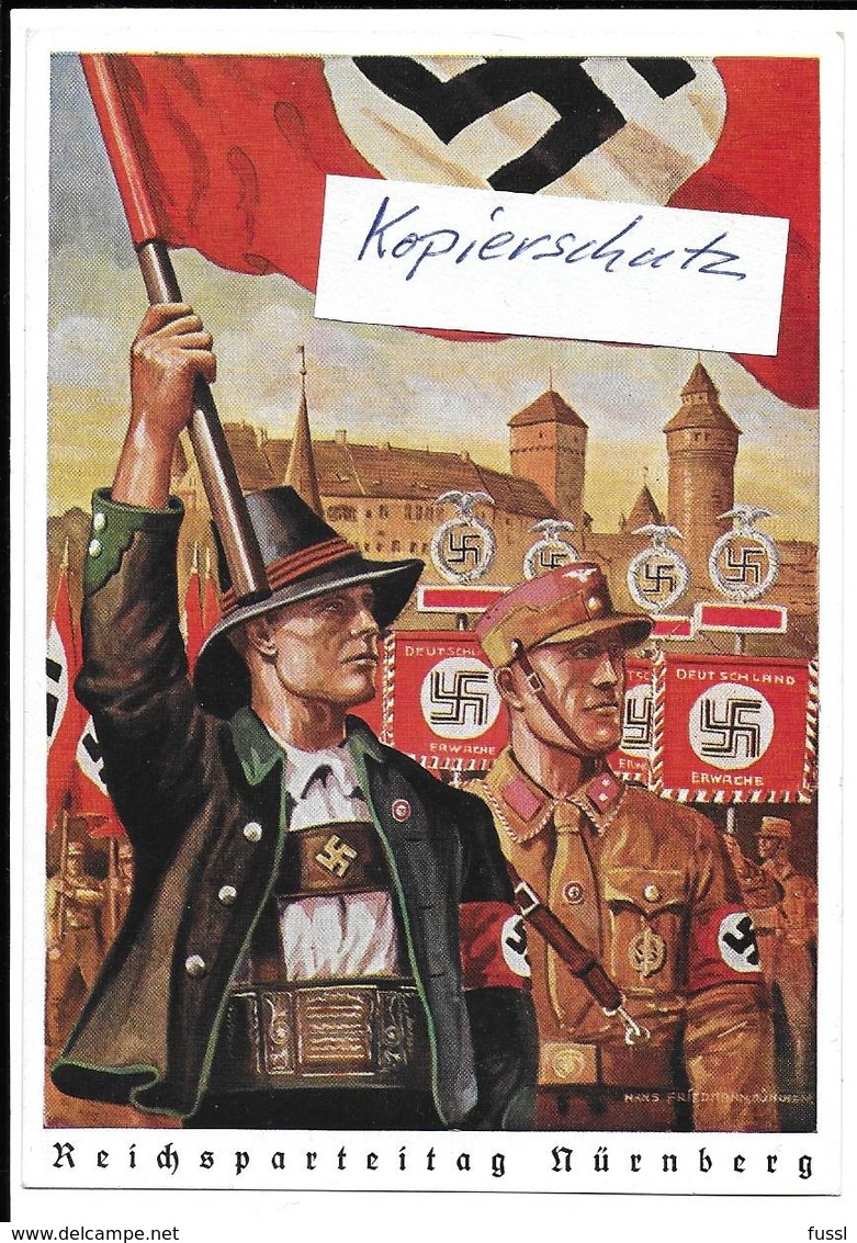 Propaganda, Hitler, Nazi, Drittes Reich, Reichsparteitag, Hakenkreuz, Swastika,Propagandakarte - Weltkrieg 1939-45