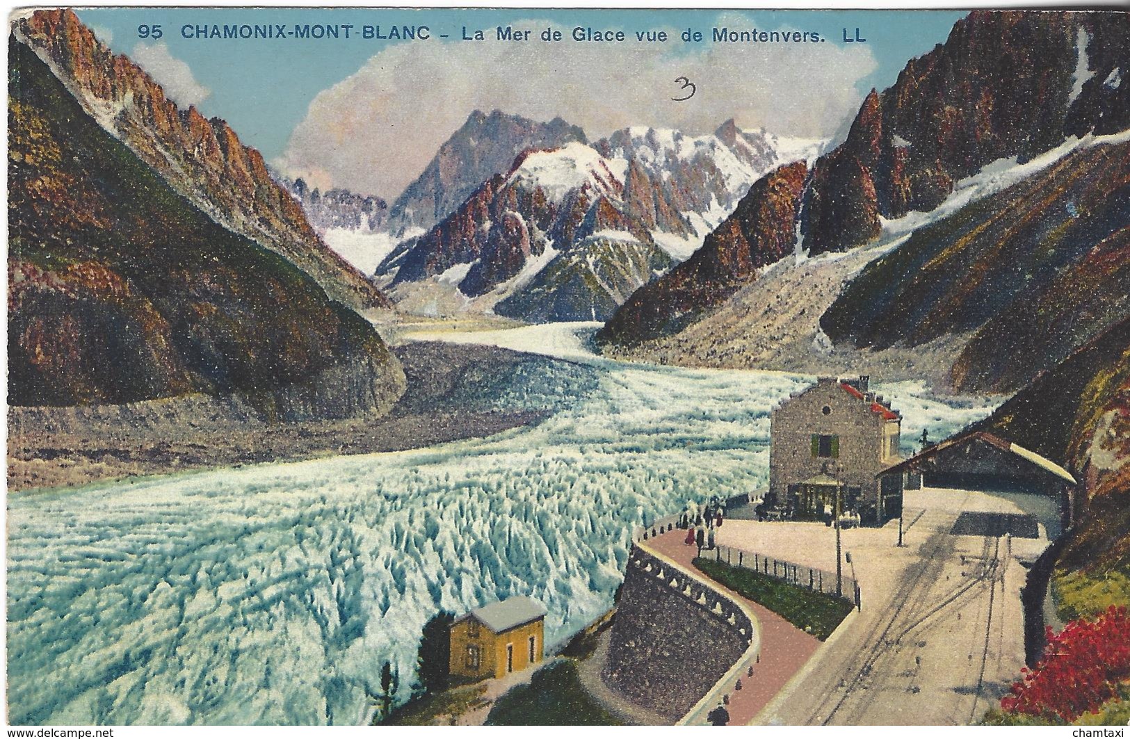 74 CHAMONIX MONT BLANC  LOT 2 CARTES GARE ARRIVEE TRAIN A CREMAILLERE DU MONTENVERS GLACIER DE LA MER DE GLACE - Chamonix-Mont-Blanc