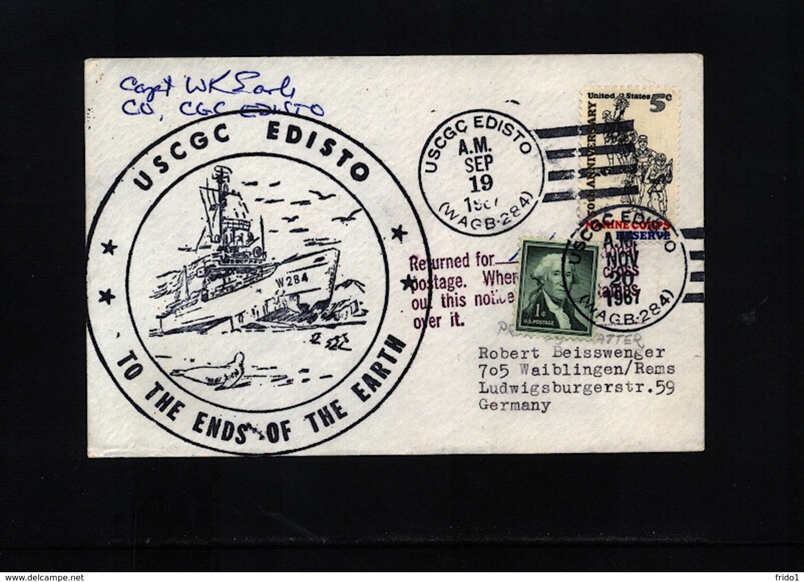 USA 1967 MSTS Operation USCGC Edisto Interesting Polar Cover - Polareshiffe & Eisbrecher