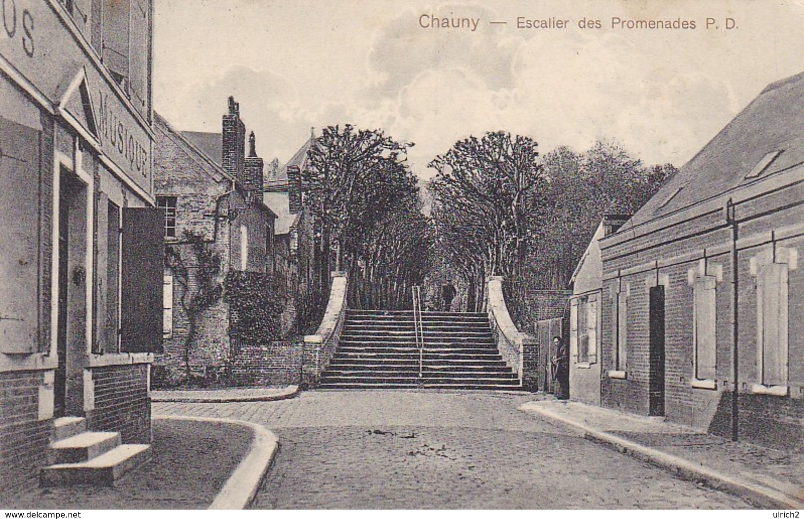 AK Chauny - Escalier Des Promenades - Feldpost 1915 (38947) - Chauny