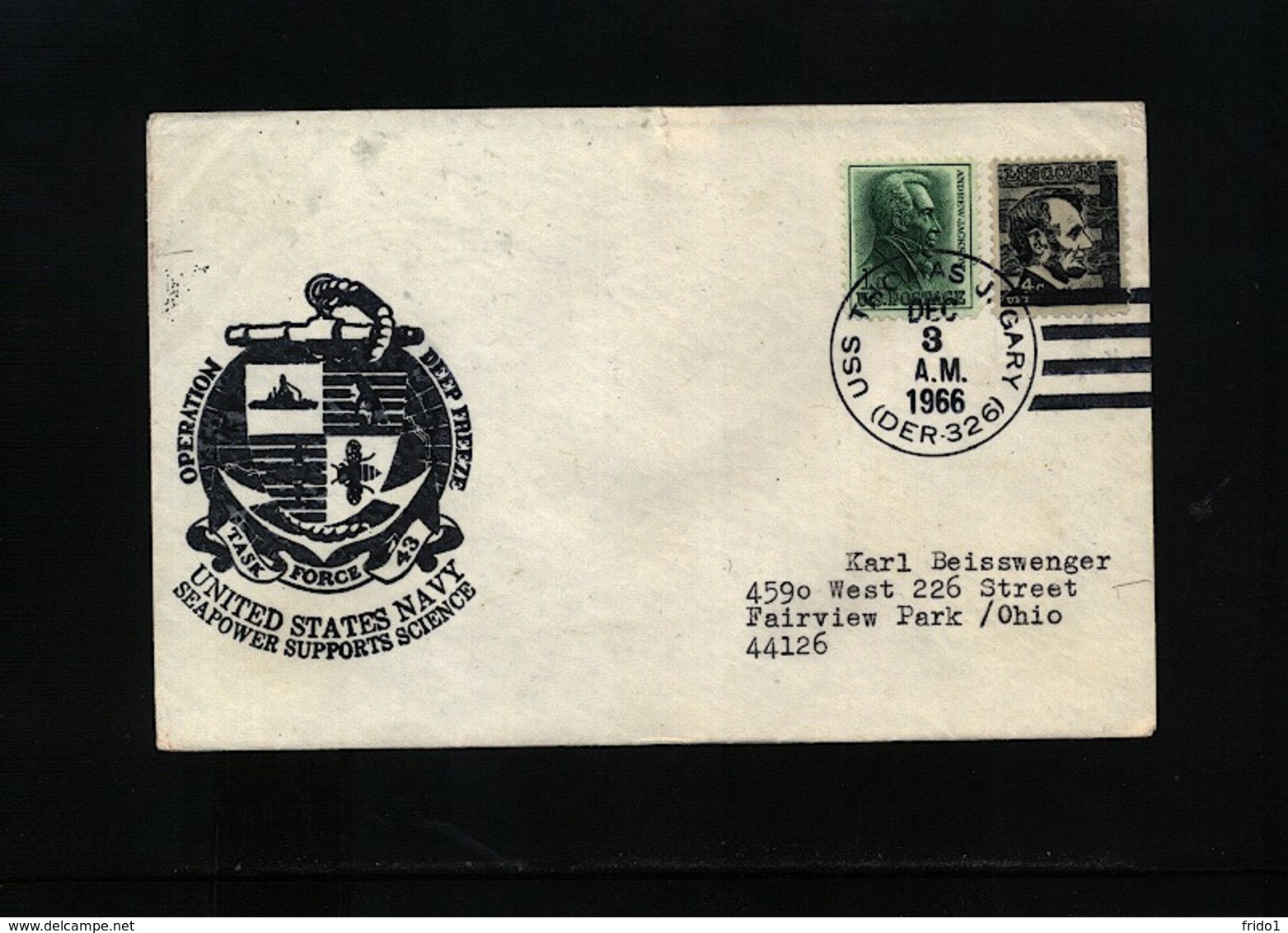 USA 1966 Deep Freeze Operation USS Thomas J. Gary Interesting Polar Cover - Polareshiffe & Eisbrecher