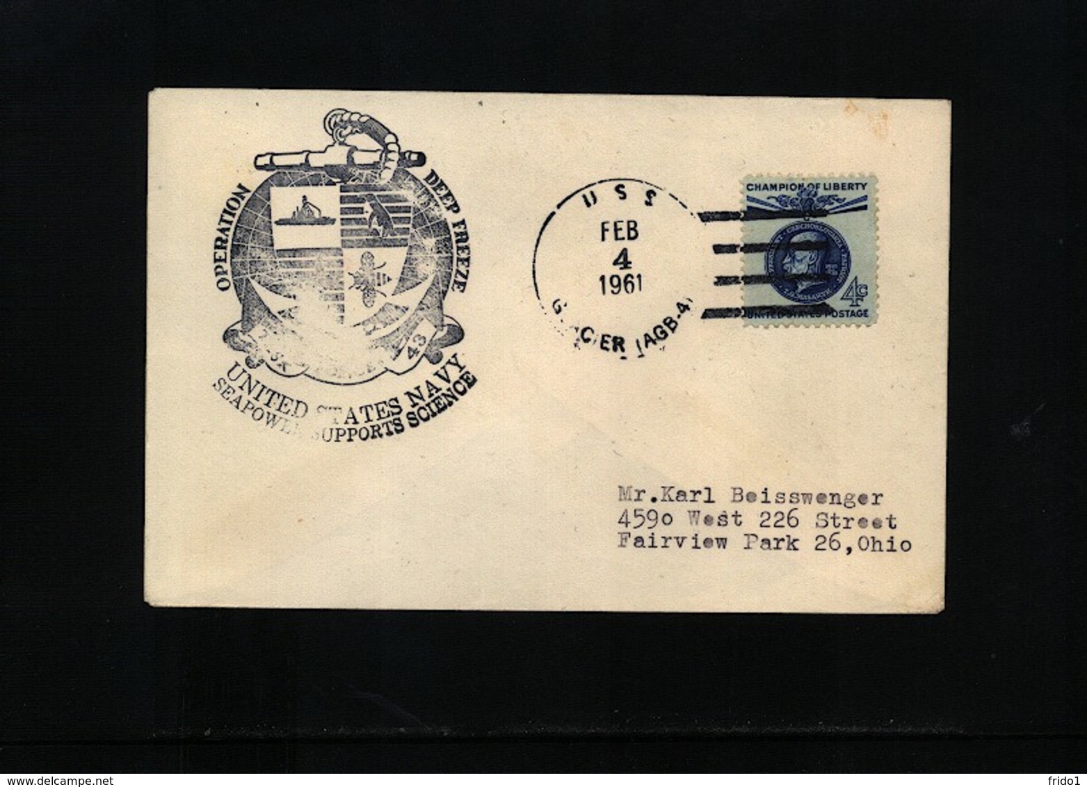 USA 1961 Deep Freeze Operation USS Glacier Interesting Polar Cover - Navi Polari E Rompighiaccio