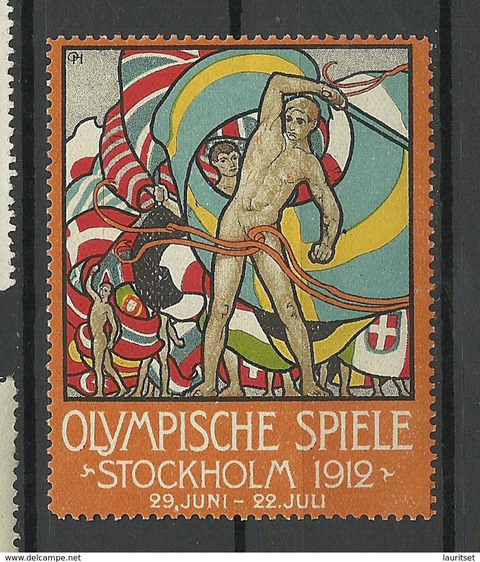 SCHWEDEN Sweden 1912 Vignette Olympische Spiele Stockholm Advertising Text Auf Deutsch * - Summer 1912: Stockholm