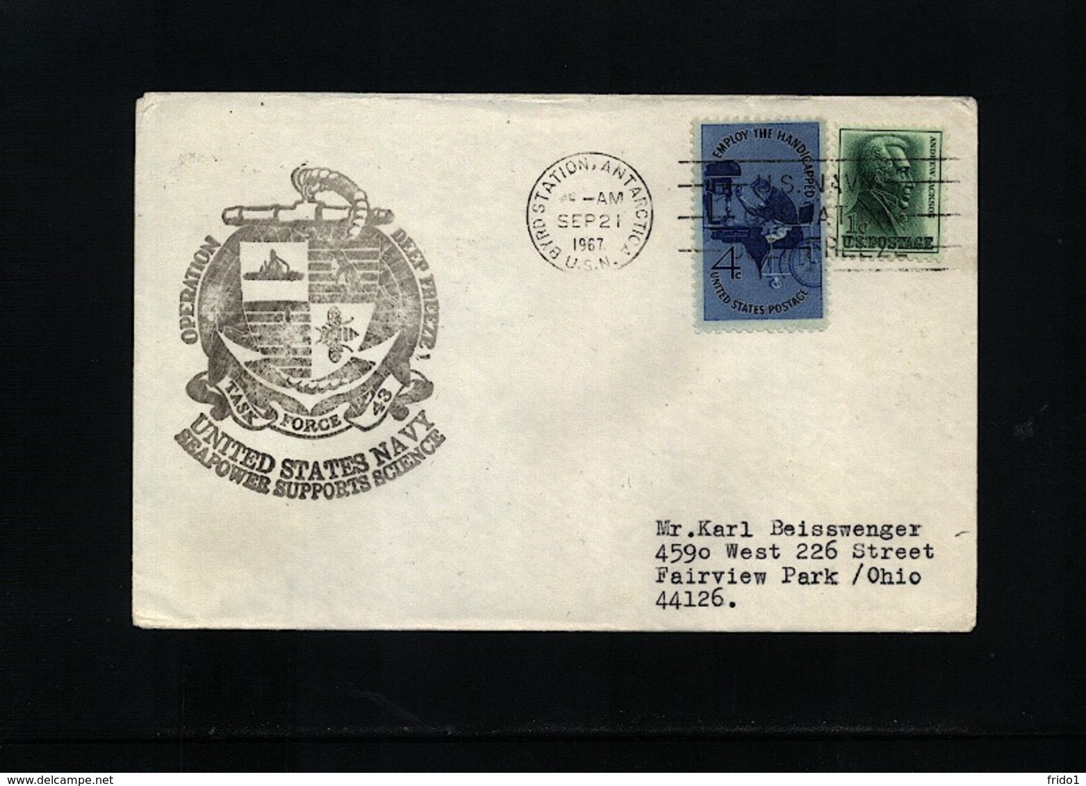 USA 1967 Deep Freeze Operation Byrd Station Antarctica Interesting Polar Cover - Forschungsstationen