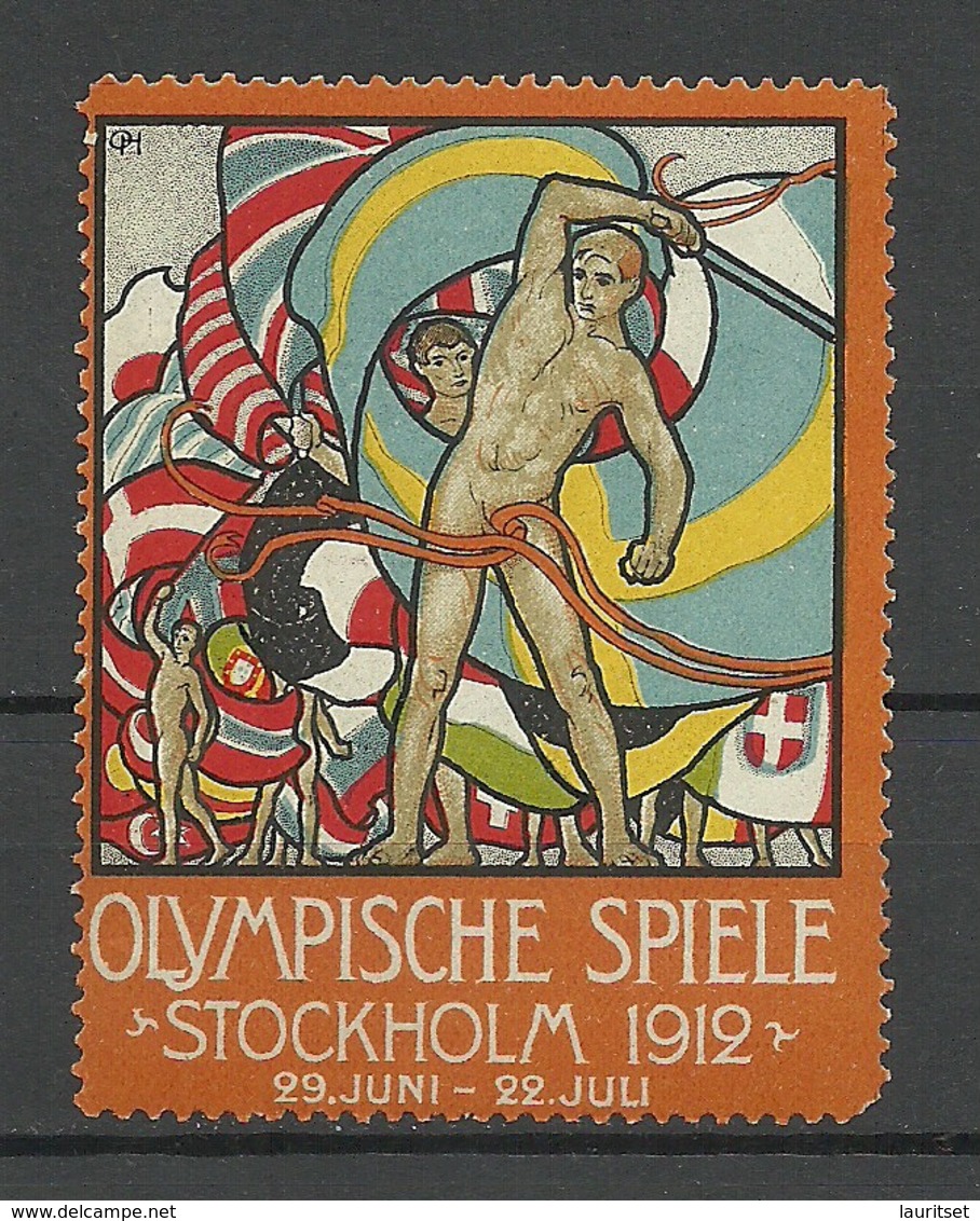 SCHWEDEN Sweden 1912 Vignette Olympische Spiele Stockholm Advertising Text Auf Deutsch MNH - Ete 1912: Stockholm