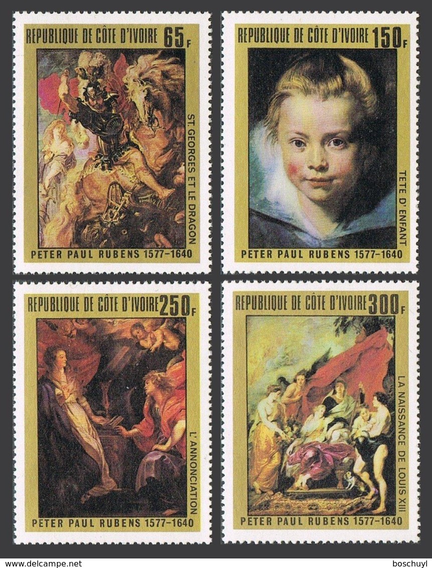 Ivory Coast, 1977, Rubens Paintings, MNH Perforated Set, Michel 537-540 - Côte D'Ivoire (1960-...)