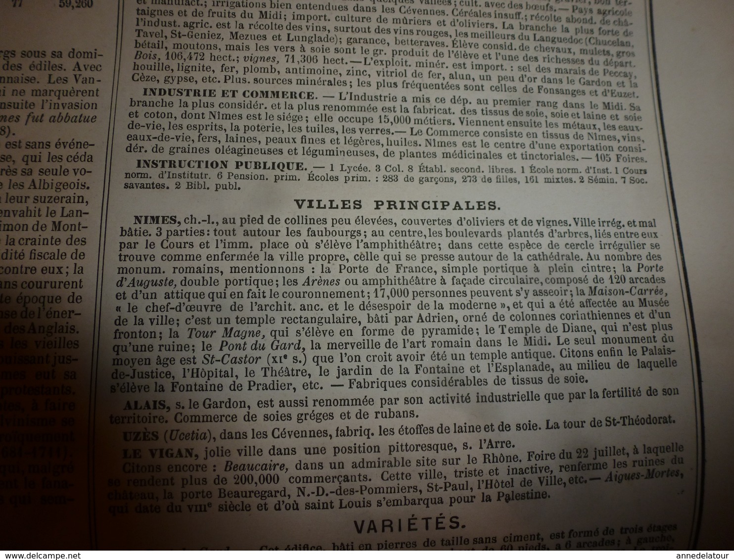 1880 GARD (Nimes,Alais,Uzès,Le Vigan,etc) Carte Géographique & Descriptive:gravure taille douce -Migeon,géographe-édit.
