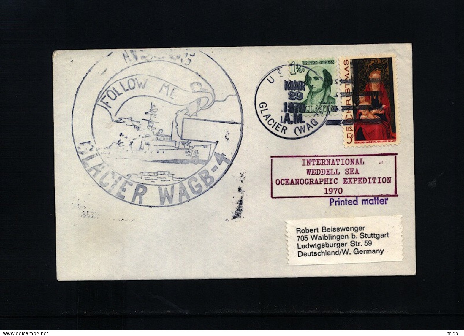 USA 1970 International Weddell Sea Oceanographic Expedition USCGC Glacier Interesting Polar Cover - Antarktis-Expeditionen