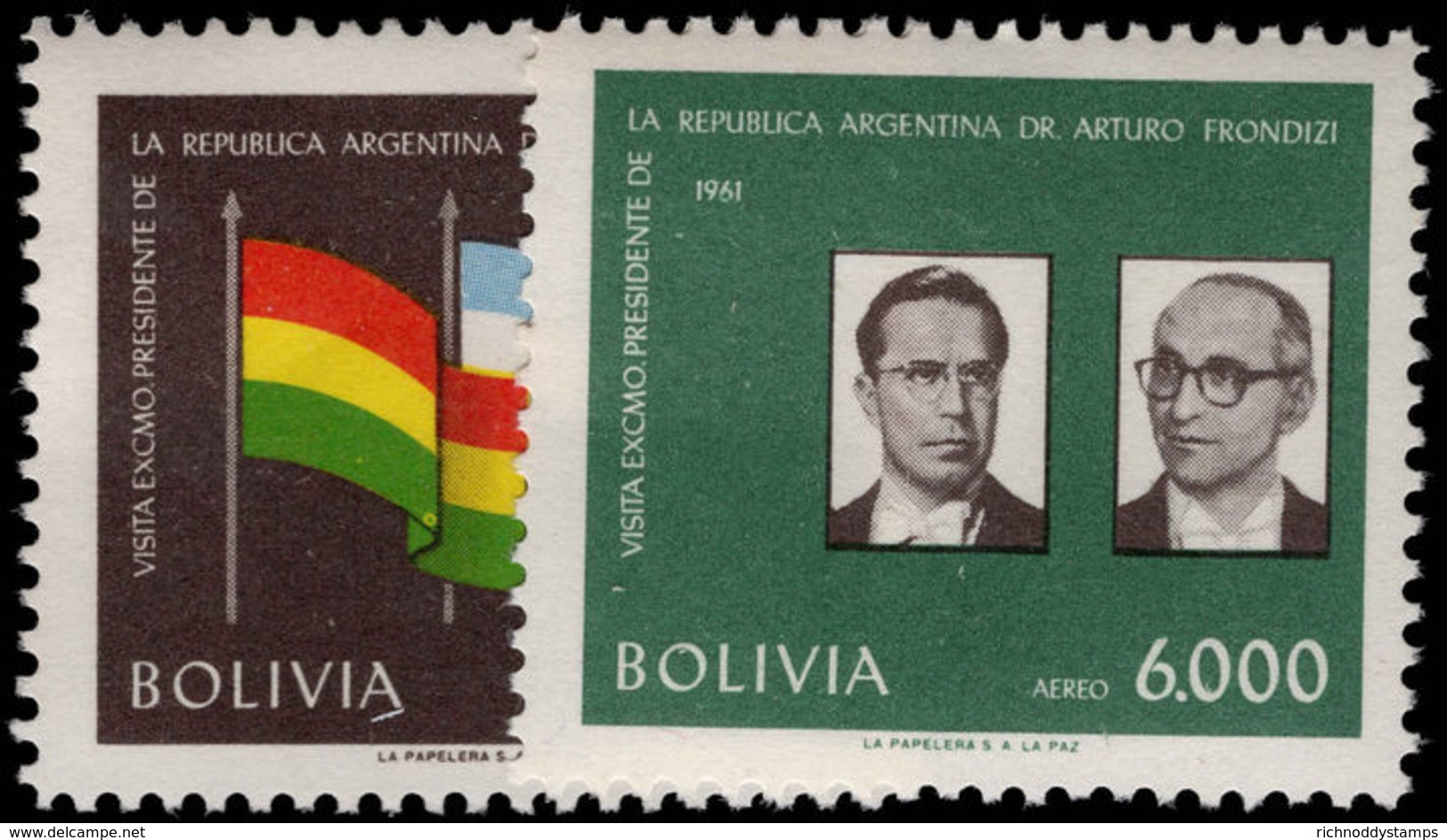 Bolivia 1961 President Of Argentina Lightly Mounted Mint. - Bolivia
