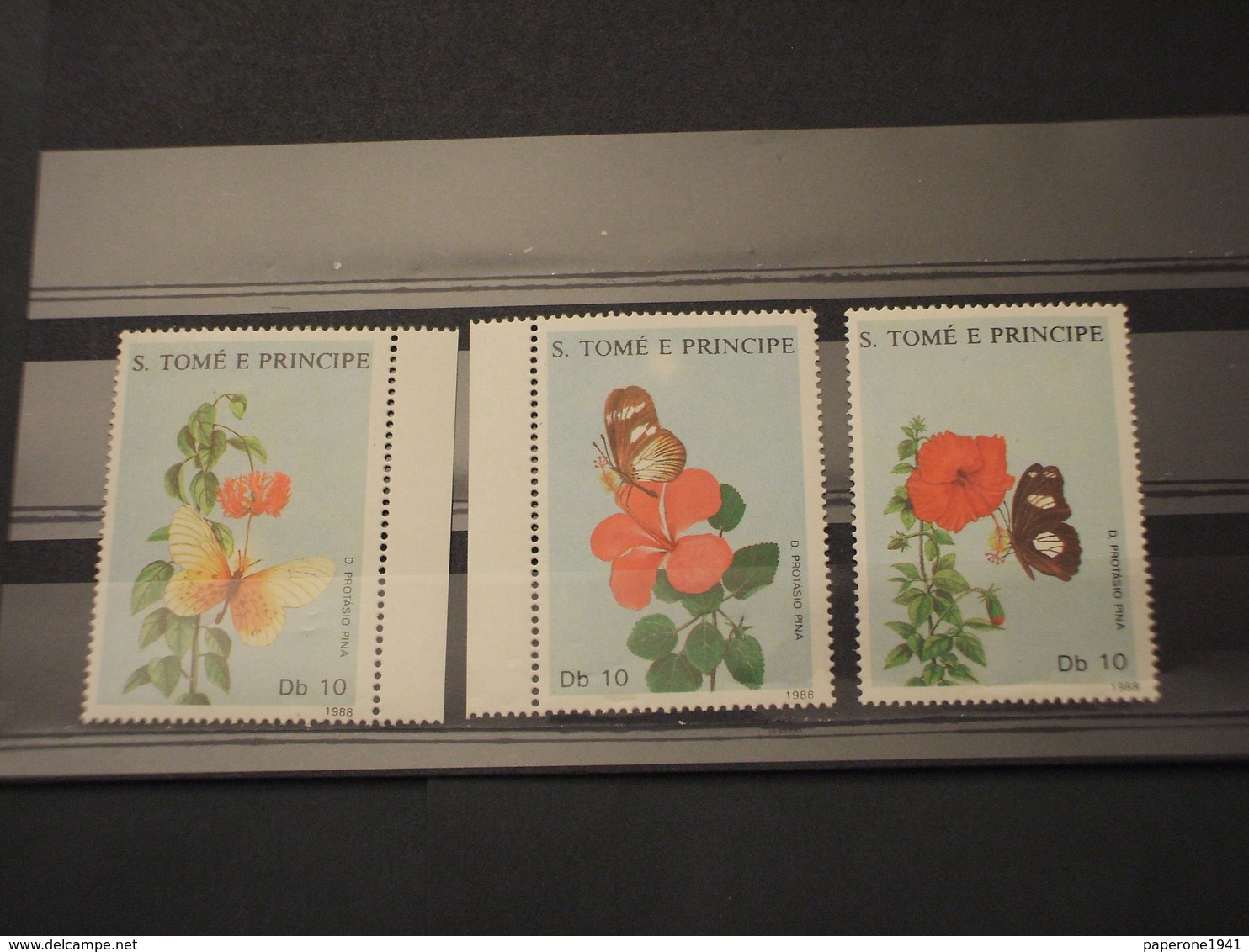 SAO TOME' - 1988 FIORI E FARAFALLE 3 VALORI - NUOVI(++) - Sao Tome En Principe