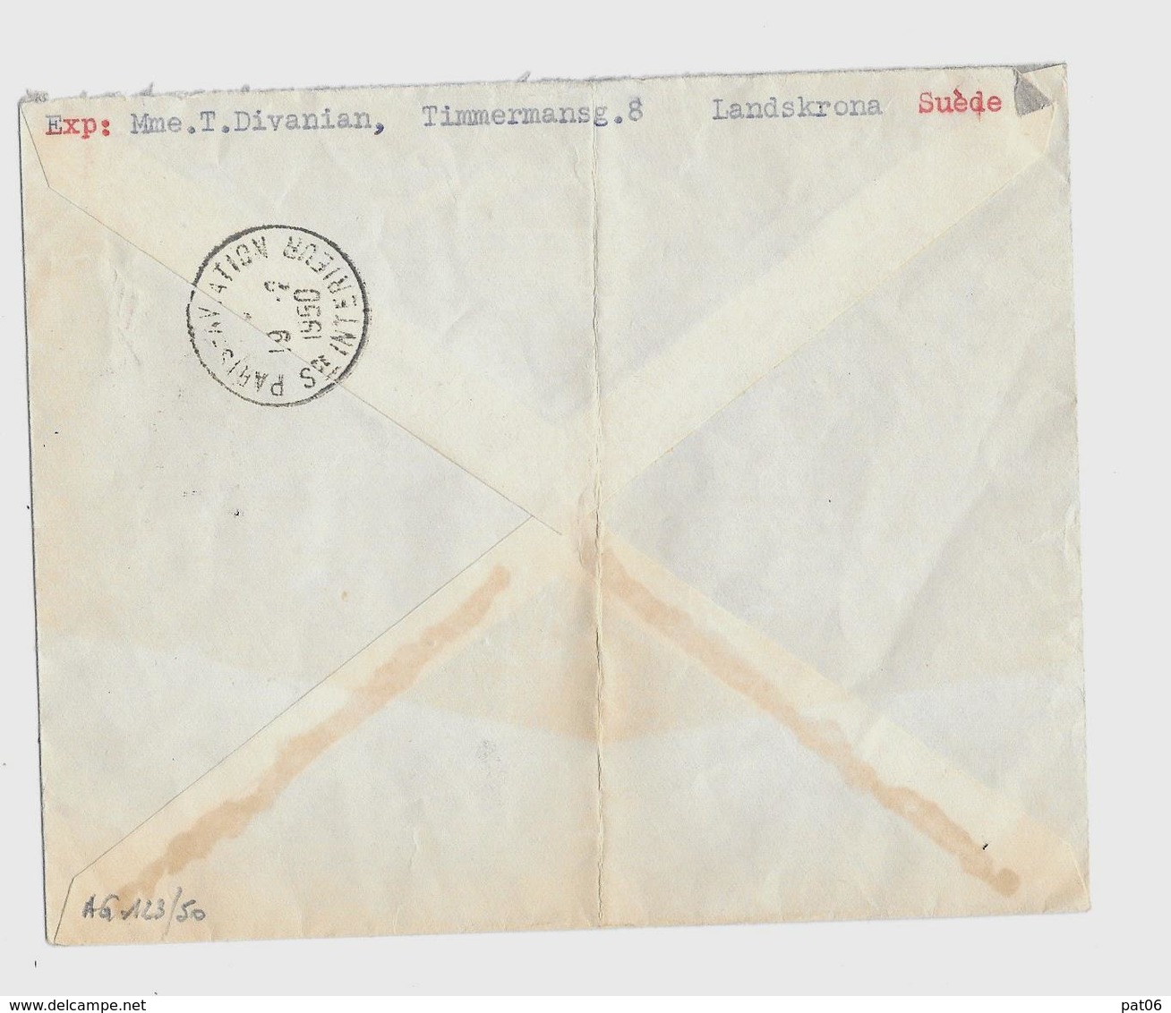 SUEDE « LANDSKRONA »  LSE Exprès - Affrt. PA « FRANCE » à 90Ön. Yv.N°262 Bande 3 - 30o Roi GUSTAVE V (Emis. De 1932/42) - 1930- ... Coil Stamps II