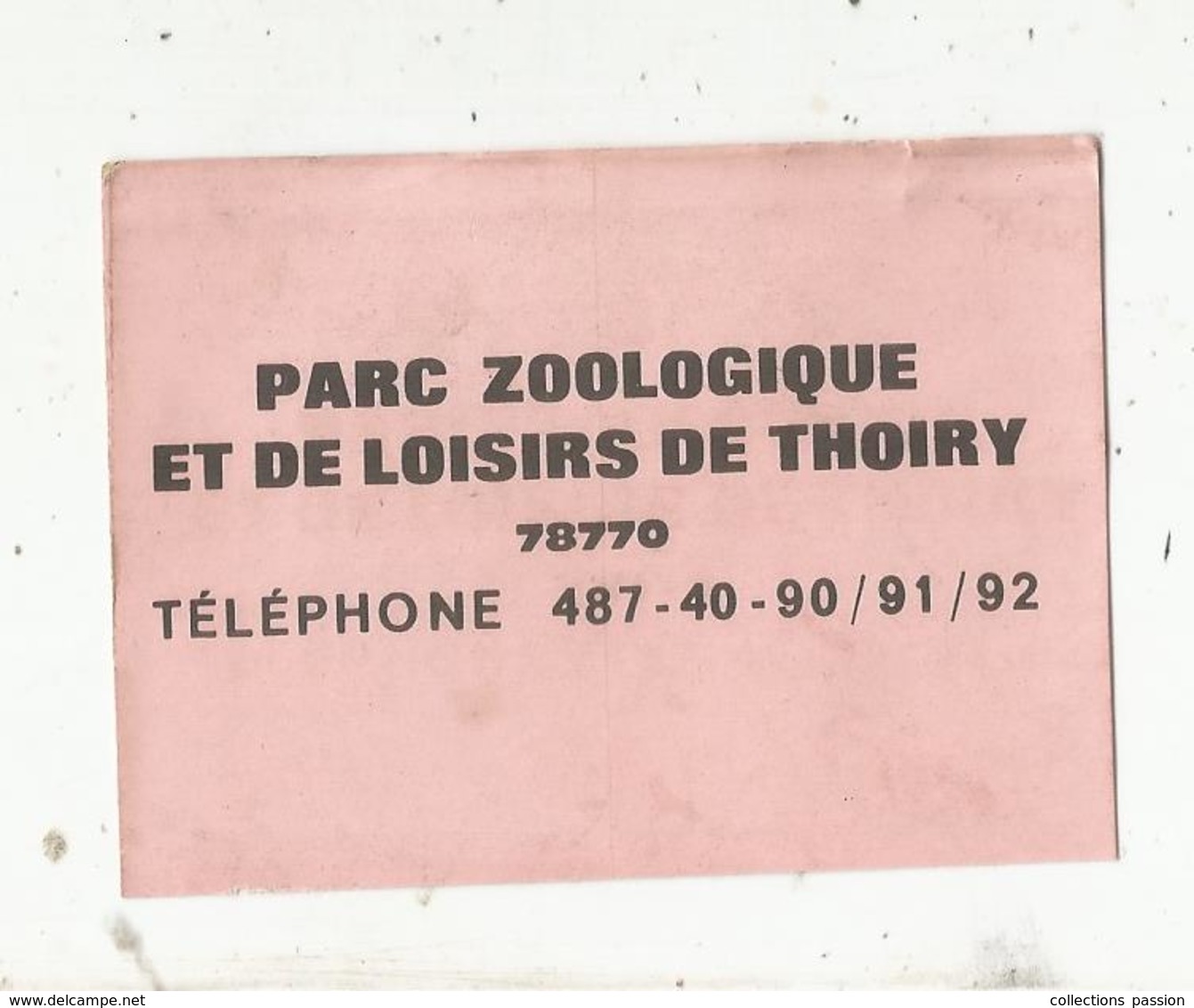 Carte De Visite Rouge , PARC ZOOLOGIQUE ET DE LOISIRS DE THOIRY ,  Yvelines - Tarjetas De Visita