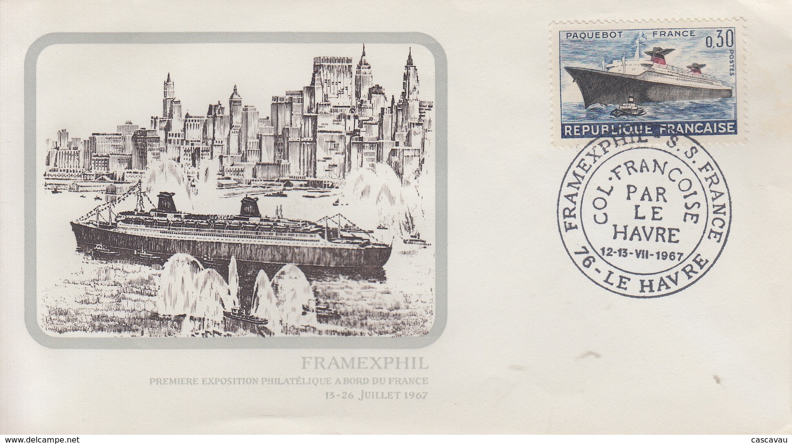 Enveloppe  FRAMEXPHIL   Exposition  Philatélique   PAQUEBOT   FRANCE     LE  HAVRE   1967 - Philatelic Exhibitions