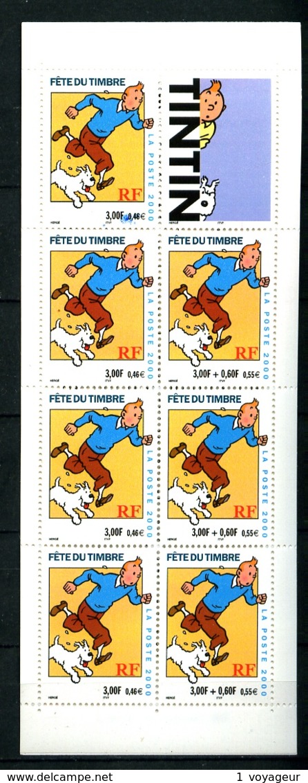 Carnet  BC 3305 - Tintin - Fête Du Timbre 2000 - Variété "Tache Bleue Sur Timbre Du Haut" - Neuf - Non Plié - Très Beau - Journée Du Timbre