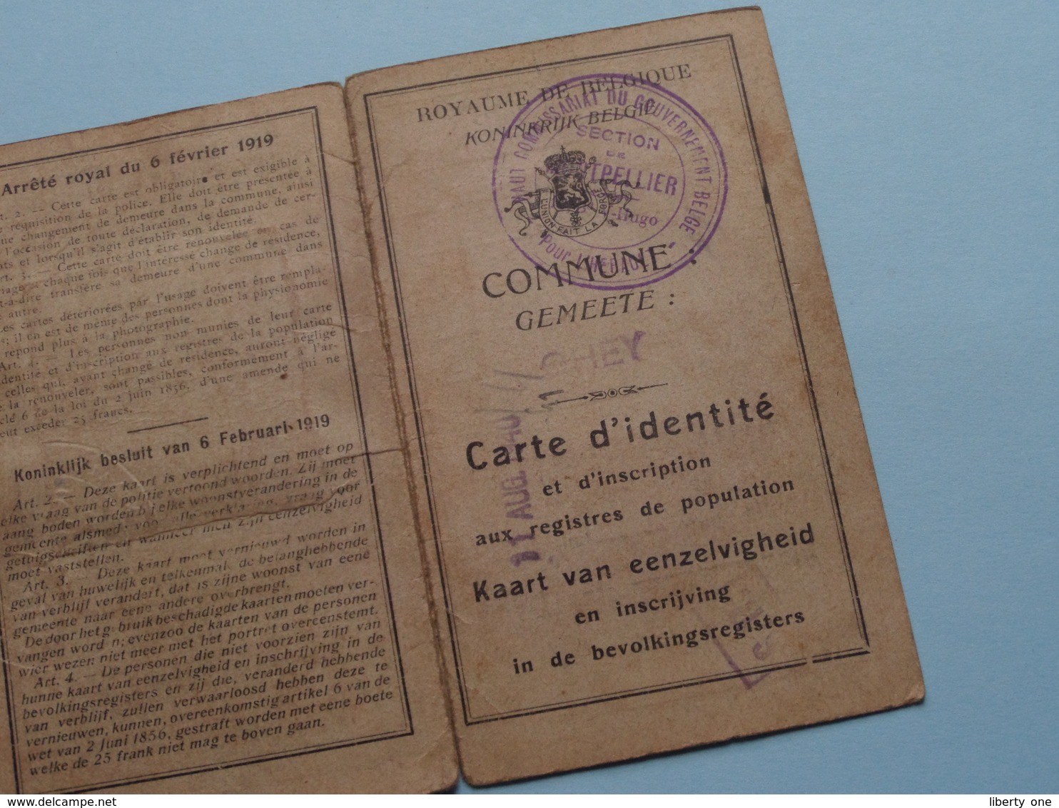 Carte Identité OHEY N° 647 Pesesse Marcel - Né Thon-Samson 4/2/1903 - Controlé Montpellier 31 Mai 1940 ( Voir Photo ) ! - Non Classés