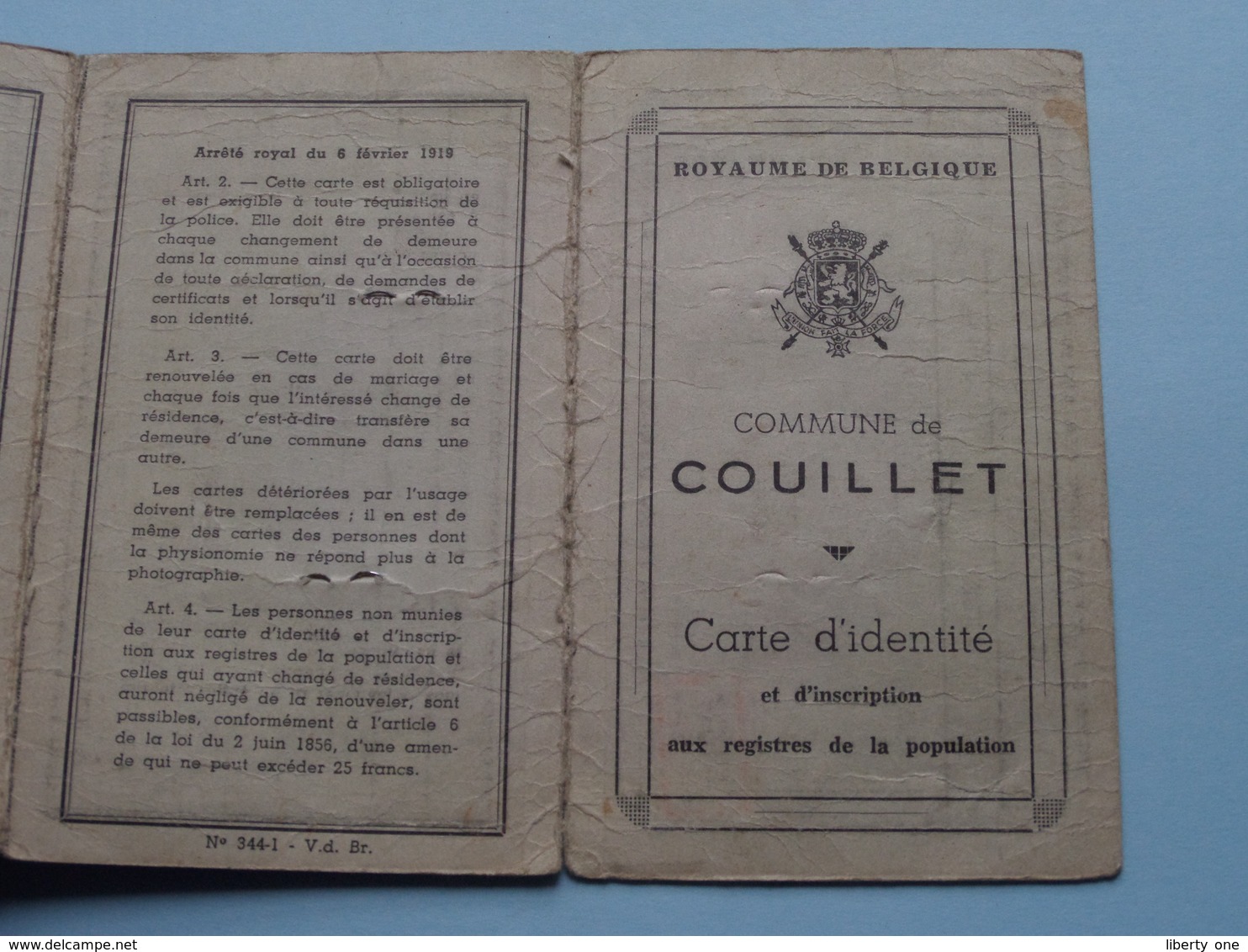 Carte Identité COUILLET N° 49117 (?) Piette Fernand - Né Mont-sur-Marchienne 1901 ( Voir Photo ) - Non Classés