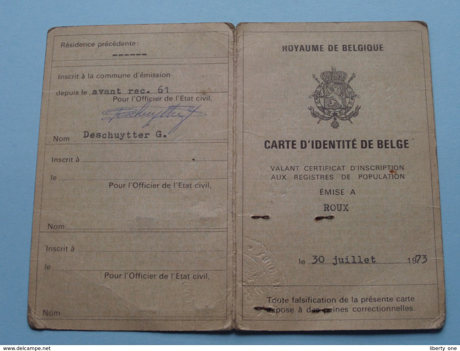 Carte Identité ROUX N° M830775 (?) Castille Emma - Né Pont-à-Celles 1 Nov 1885 ( Voir Photo ) - Non Classés