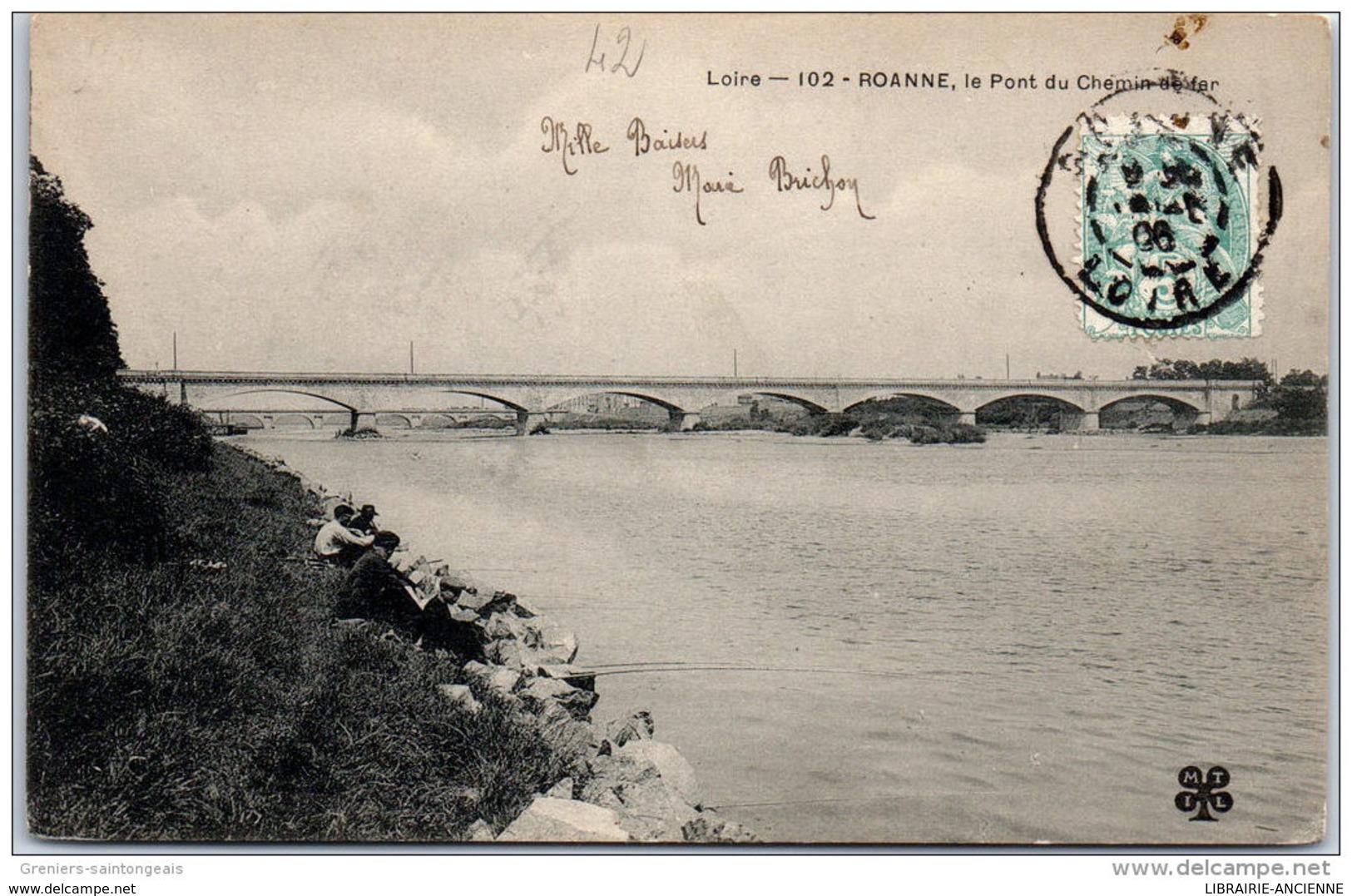 42 ROANNE - Vue Sur Le Pont Du Chemin De Fer (pecheurs) - Roanne