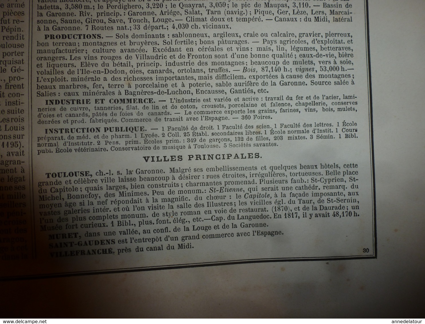 1880 HAUTE GARONNE (Toulouse,Muret,St-Gaudens,etc) Carte Géographique-Descriptive:grav. taille douce-Migeon,géographe.