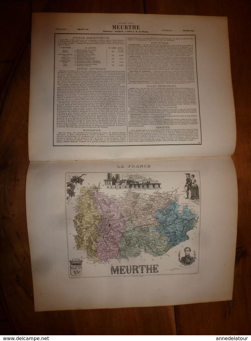 1880 MEURTHE (Nancy,Château-Salins,Sarrebourg,etc) Carte Géographique-Descriptive:grav. Taille Douce-Migeon,géographe. - Cartes Géographiques