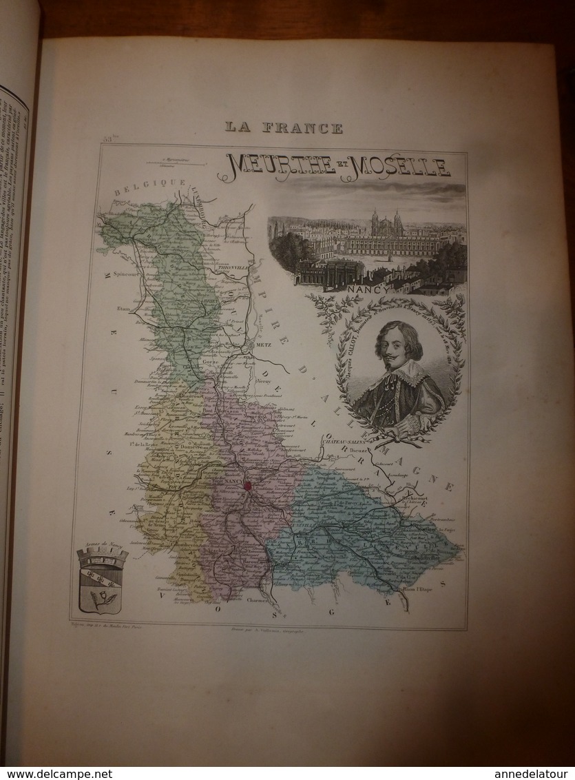 1880 MEURTHE & MOSELLE (Nancy,Briey,LunévilleToul,etc)Carte Géographique-Descriptive:grav.taille douce-Migeon,géographe.