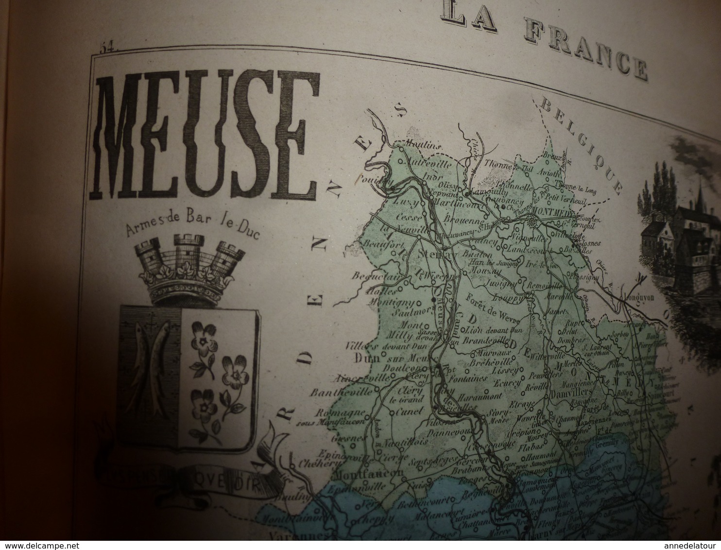 1880 MEUSE (Bar-le-Duc,Commercy,Montmédy,Verdun,etc) Carte Géographique-Descriptive:grav.taille Douce-Migeon,géographe. - Cartes Géographiques