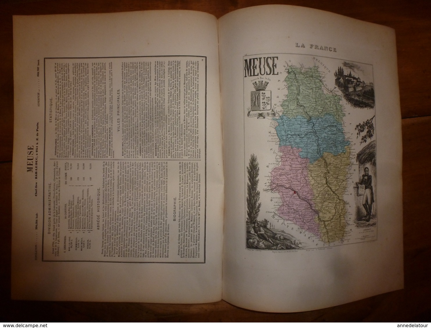 1880 MEUSE (Bar-le-Duc,Commercy,Montmédy,Verdun,etc) Carte Géographique-Descriptive:grav.taille Douce-Migeon,géographe. - Cartes Géographiques