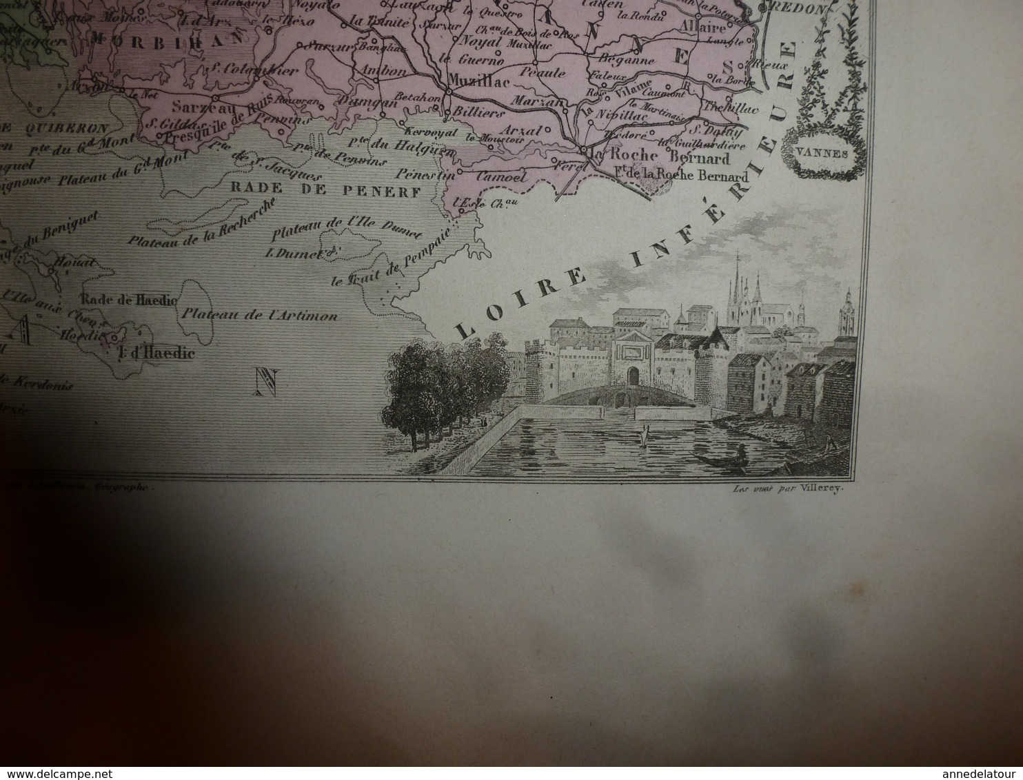 1880 MORBIHAN (Vannes,Lorient,Ploermel,Pontivy,etc) Carte Géographique-Descriptive:grav.taille Douce-Migeon,géographe. - Cartes Géographiques