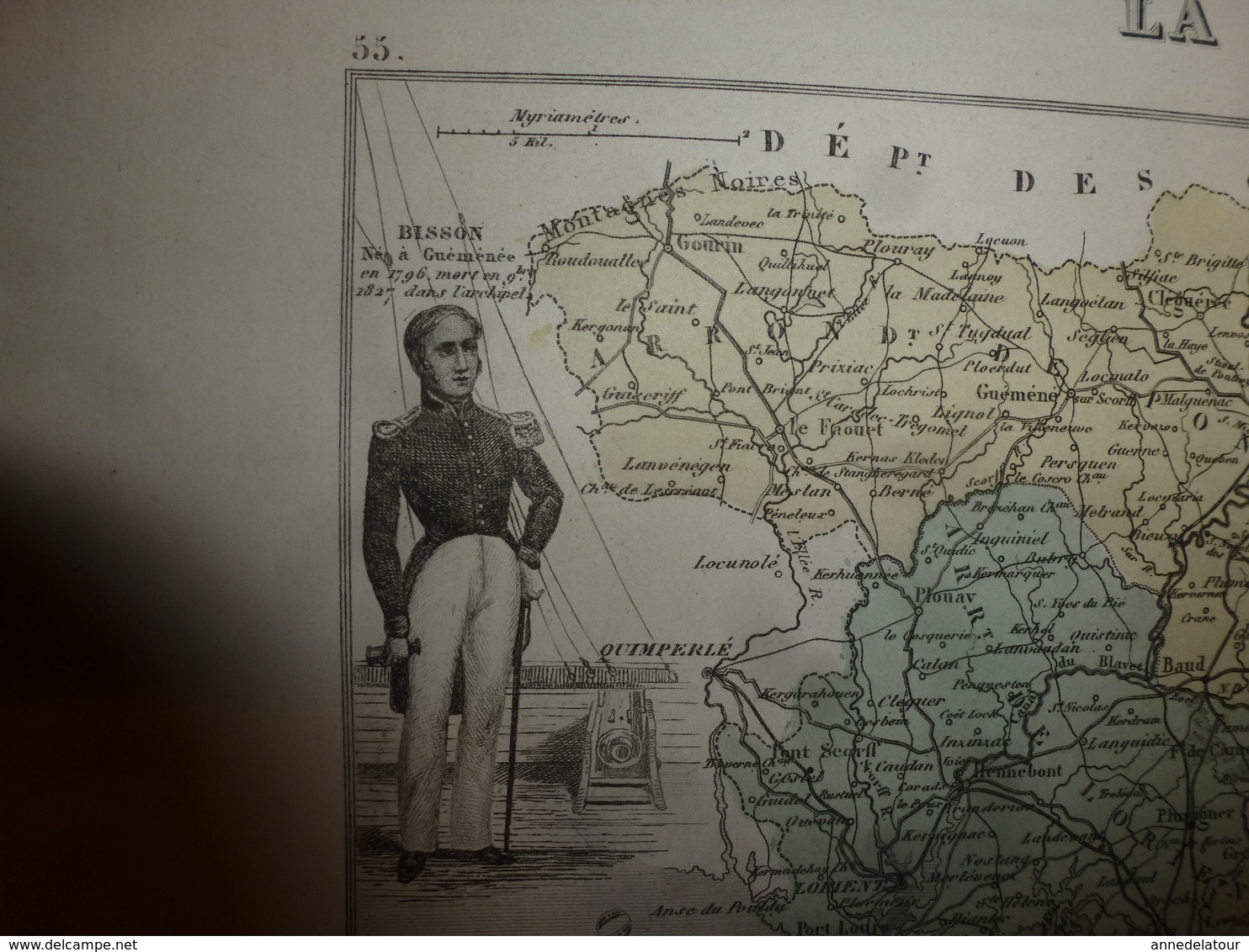 1880 MORBIHAN (Vannes,Lorient,Ploermel,Pontivy,etc) Carte Géographique-Descriptive:grav.taille Douce-Migeon,géographe. - Cartes Géographiques
