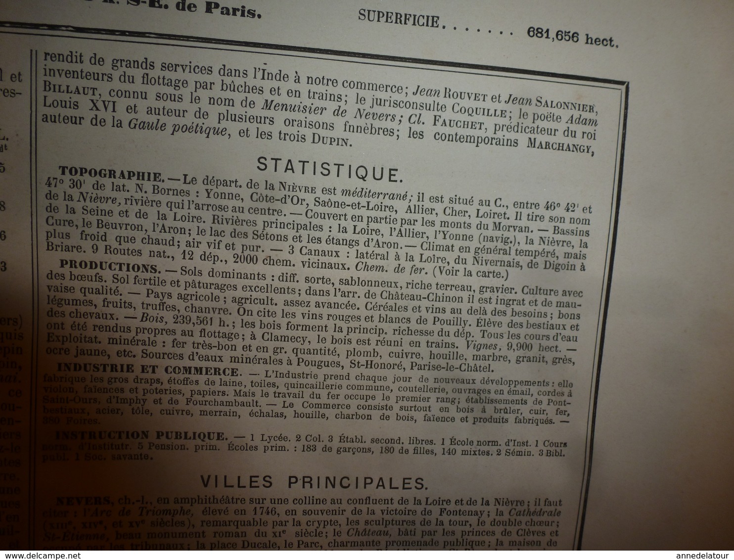 1880 NIEVRE (Nevers,Château-Chinon,Clamecy,Cosne,etc) Carte Géographique-Descriptive:grav.taille douce-Migeon,géographe