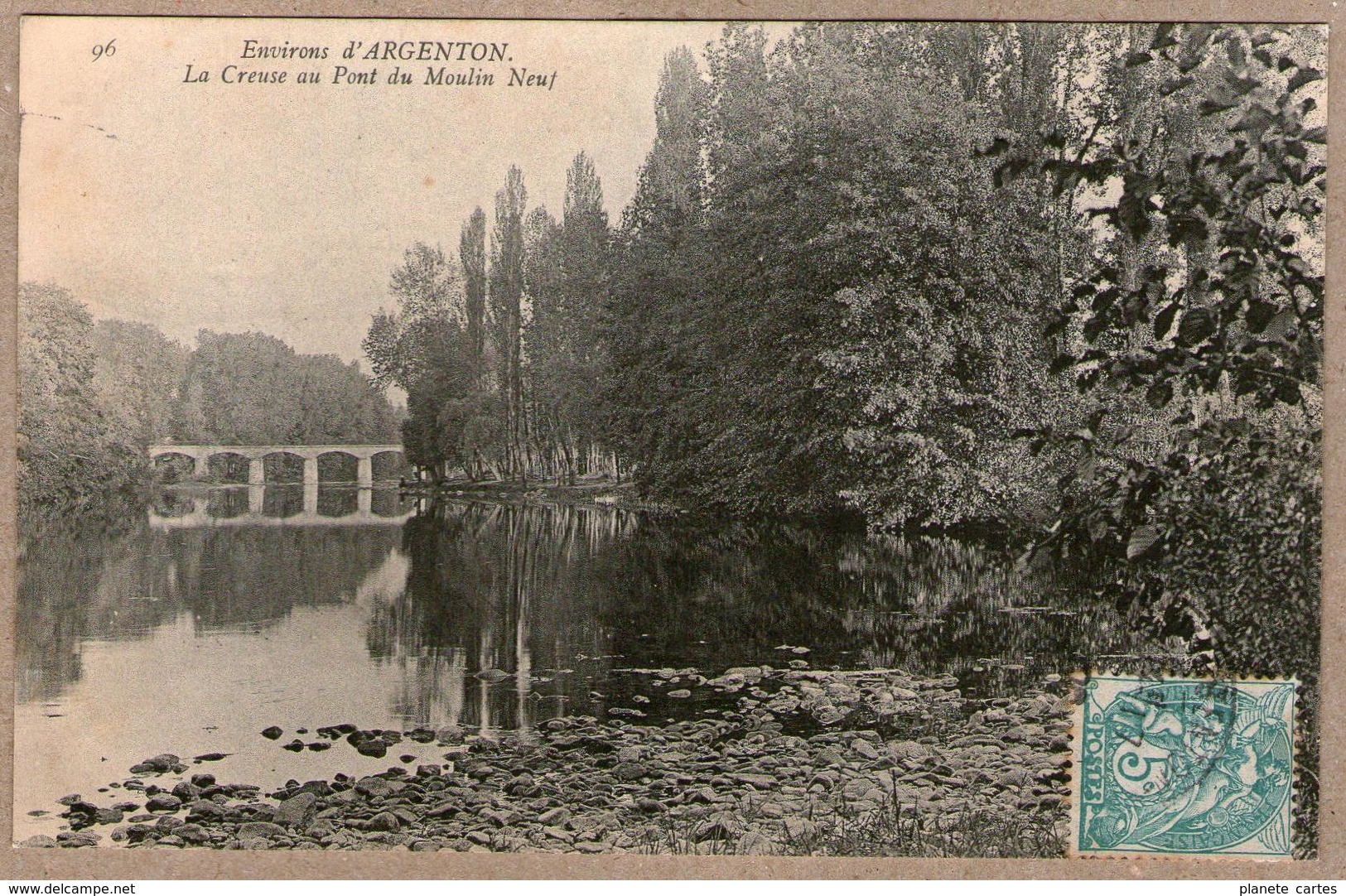 36 / Environs D'Argenton - Le Menoux - La Creuse Au Pont Du Moulin Neuf (tampon 1906) - Autres & Non Classés