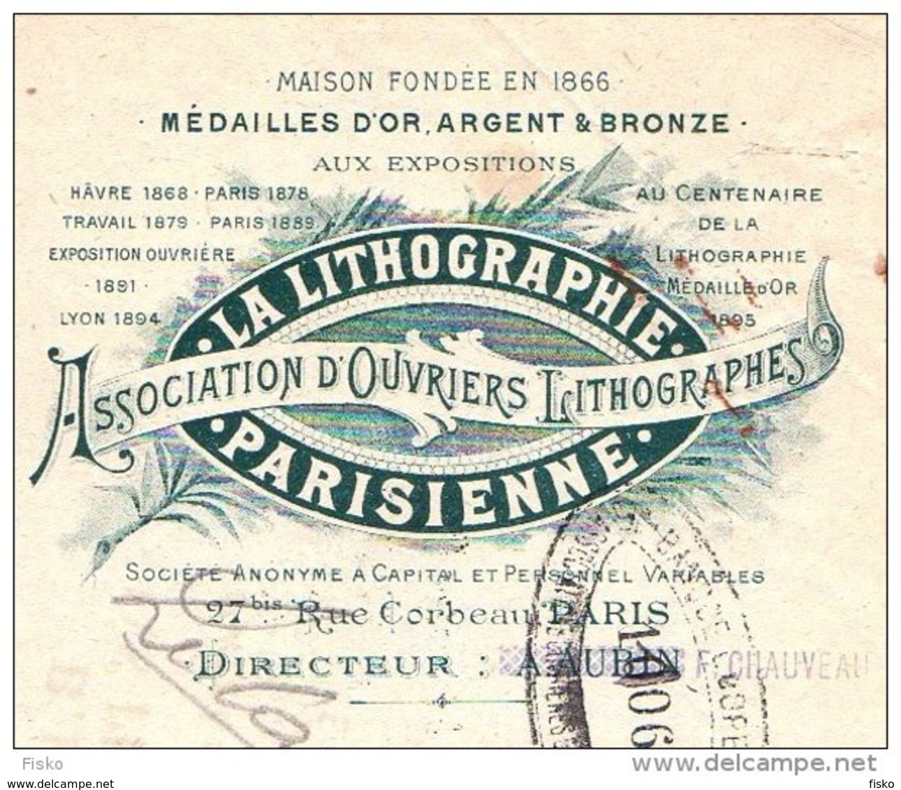 LITHOGRAPHIE PARISIENNE  Association D'Ouvriers Lithographes     Belle Illustration - Lettres De Change