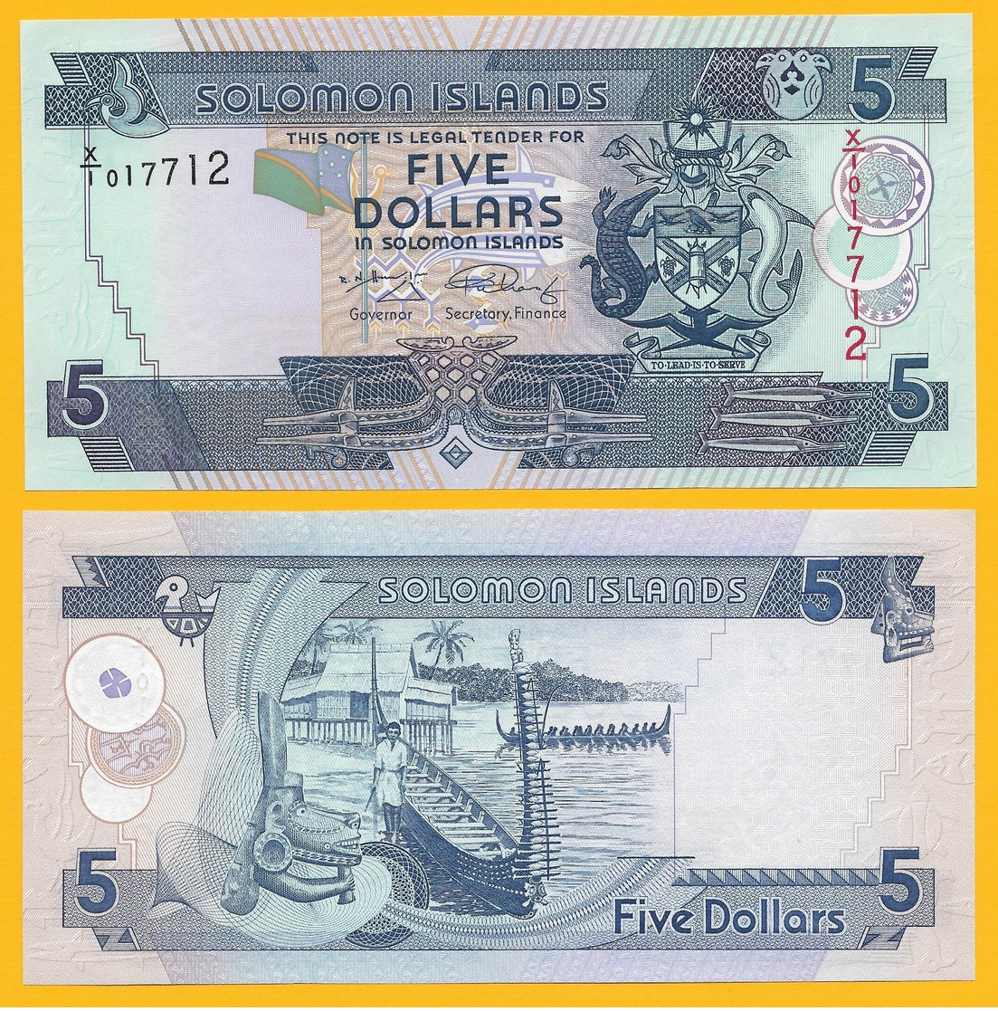 Solomon Islands 5 Dollars P-26r 2009 REPLACEMENT (Signature 9) UNC - Solomonen