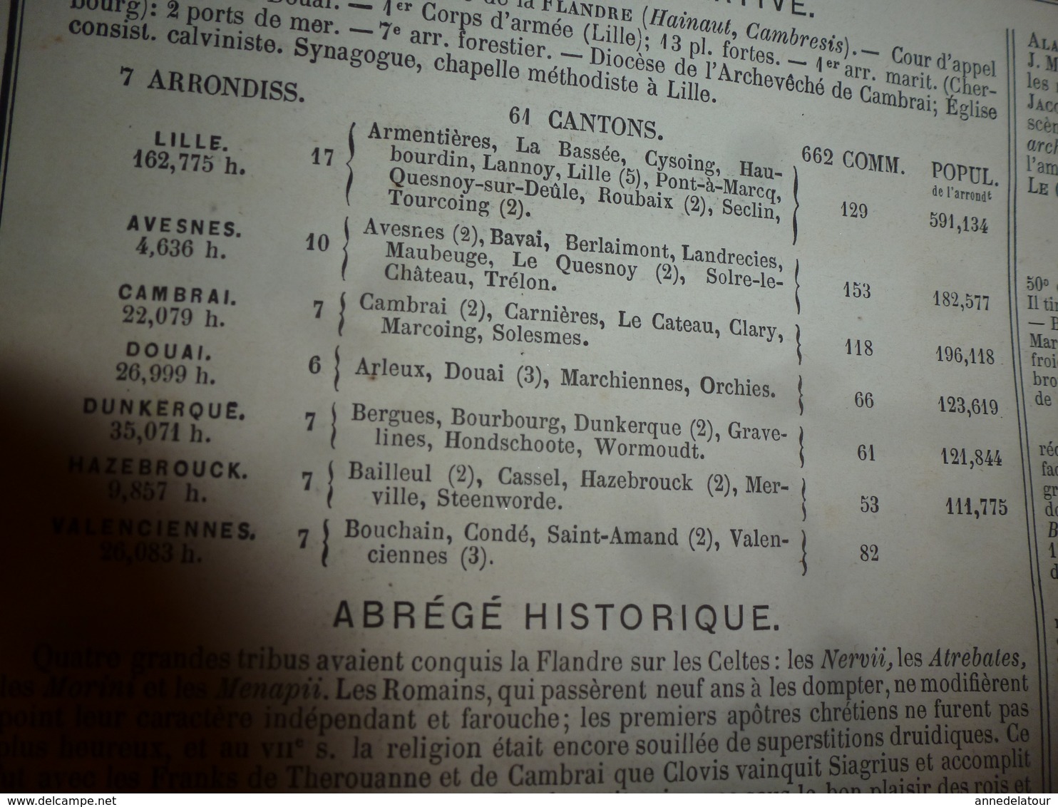 1880 NORD (Lille,Avesnes,Cambrai,Douai,Dunkerque,etc) Carte Géographique-Descriptive:grav.taille douce-Migeon,géographe