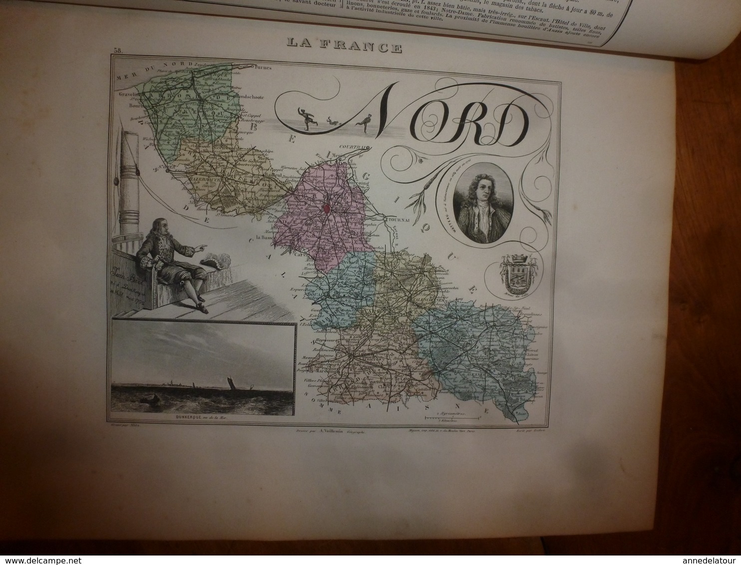 1880 NORD (Lille,Avesnes,Cambrai,Douai,Dunkerque,etc) Carte Géographique-Descriptive:grav.taille douce-Migeon,géographe