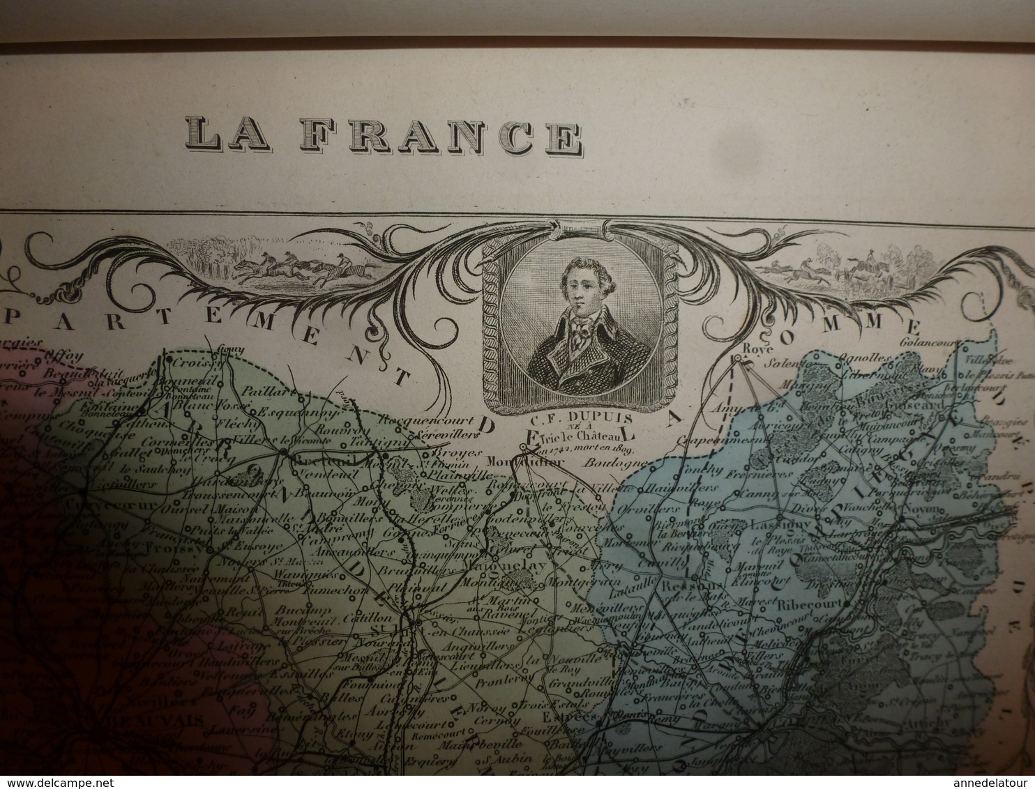 1880 OISE (Beauvais,Clermont,Compiègne,Senlis,etc) Carte Géographique-Descriptive:grav.taille douce-Migeon,géographe