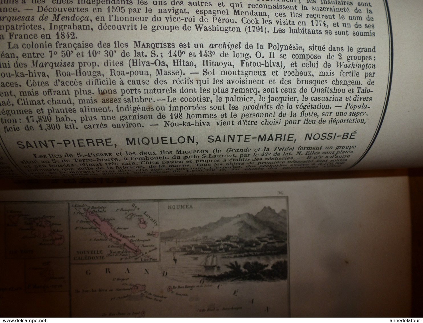 1880 GUYANE-TAÏTI-MARQUISES-St-PIERRE-MIQUELON-Ste-MARIE,NOSSI-BE,etc  Carte Géo-Descriptive:Migeon,géographe