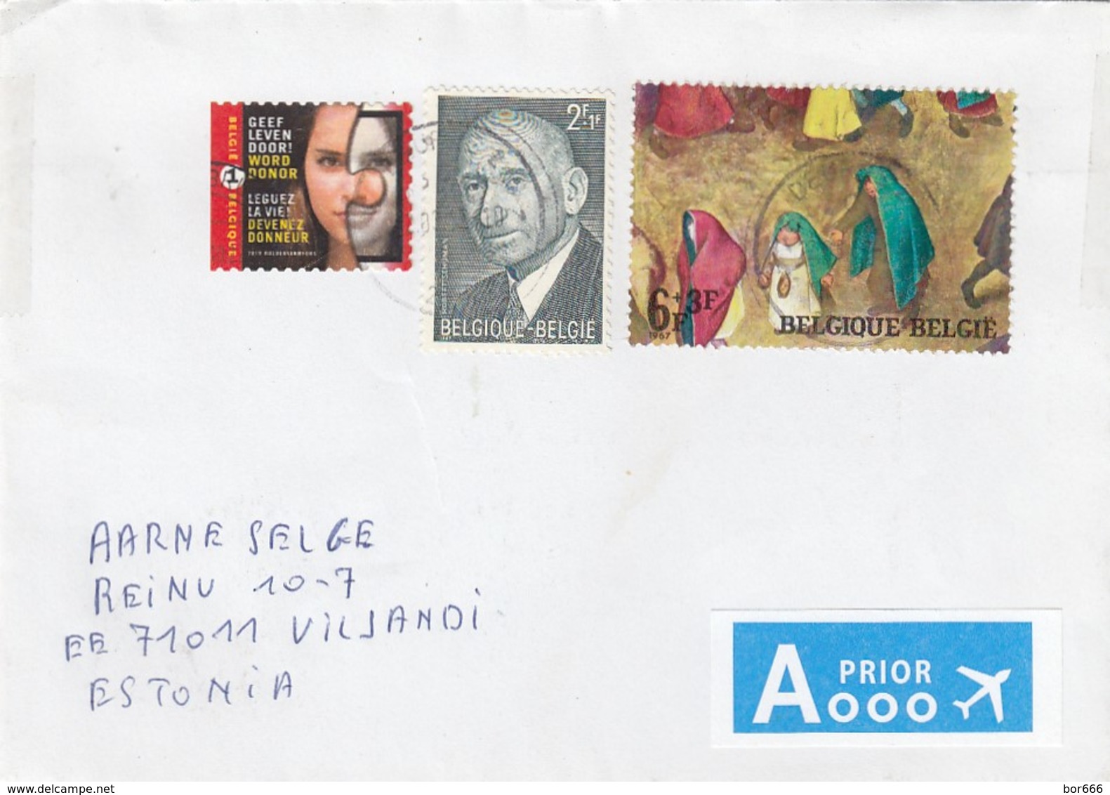 GOOD BELGIUM Postal Cover To ESTONIA 2012 - Good Stamped: Persons ; Art - Covers & Documents