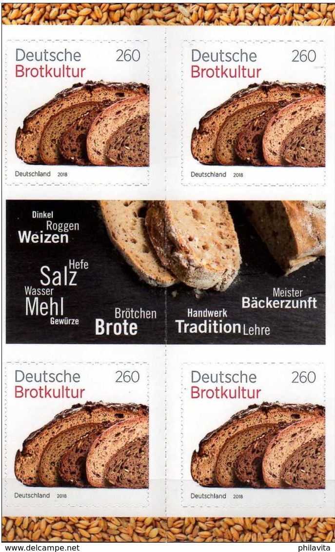 2018 Germany - German Bread Culture - Gutter Pair Of 4v With Booklet Tabs - S.adhesive From Booklet - MNH** MiNr. 3390 - Ernährung