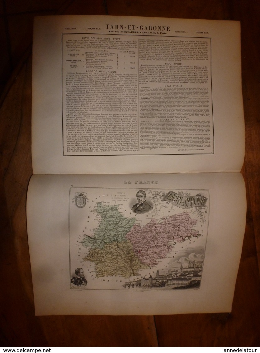 1880 TARN Et GARONNE (Montauban,Caussade,Castelsarrasin,Moissac,etc)  Carte Géo-Descriptive:Edition Migeon,géographe - Geographische Kaarten