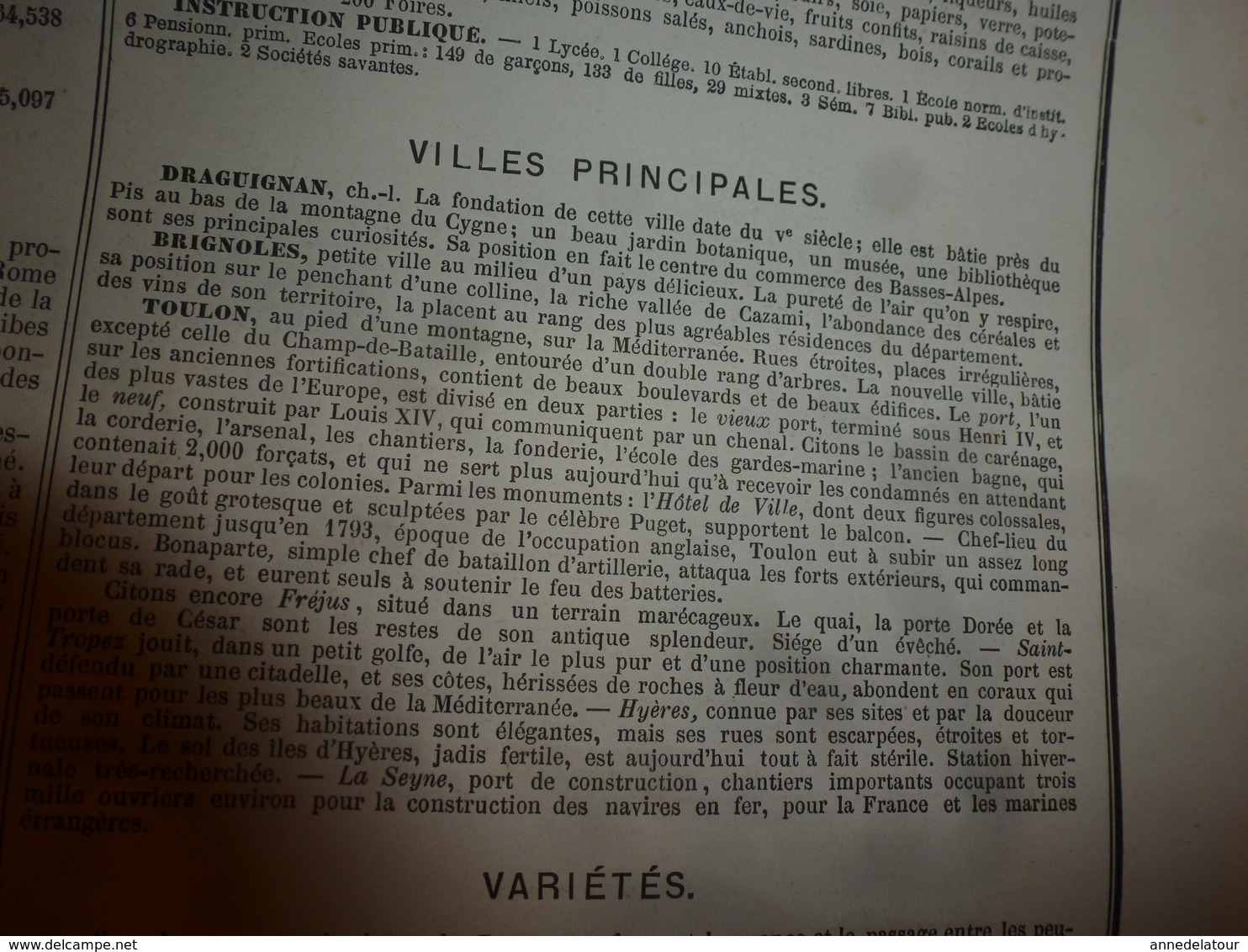 1880 VAR (Draguignan,Brignolles,Toulon,Aups,Callas,Comps,Cuers,Hyères,etc)Carte Géo-Descriptive:Edition Migeon,géographe