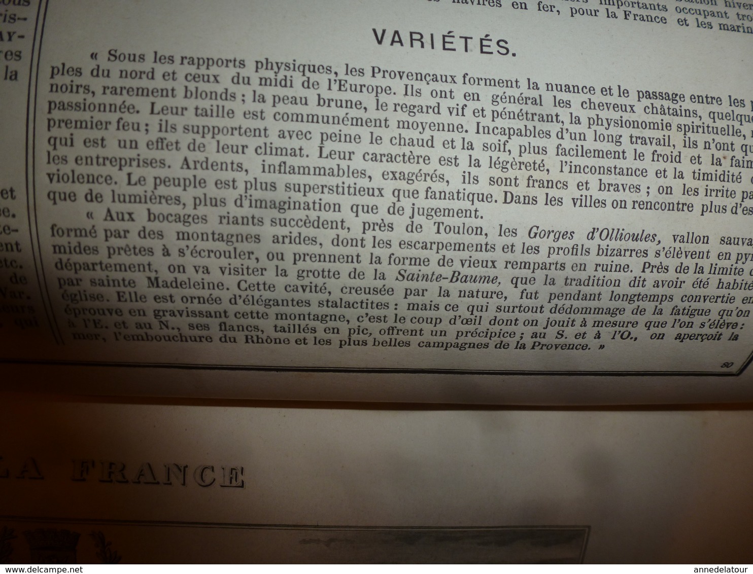 1880 VAR (Draguignan,Brignolles,Toulon,Aups,Callas,Comps,Cuers,Hyères,etc)Carte Géo-Descriptive:Edition Migeon,géographe