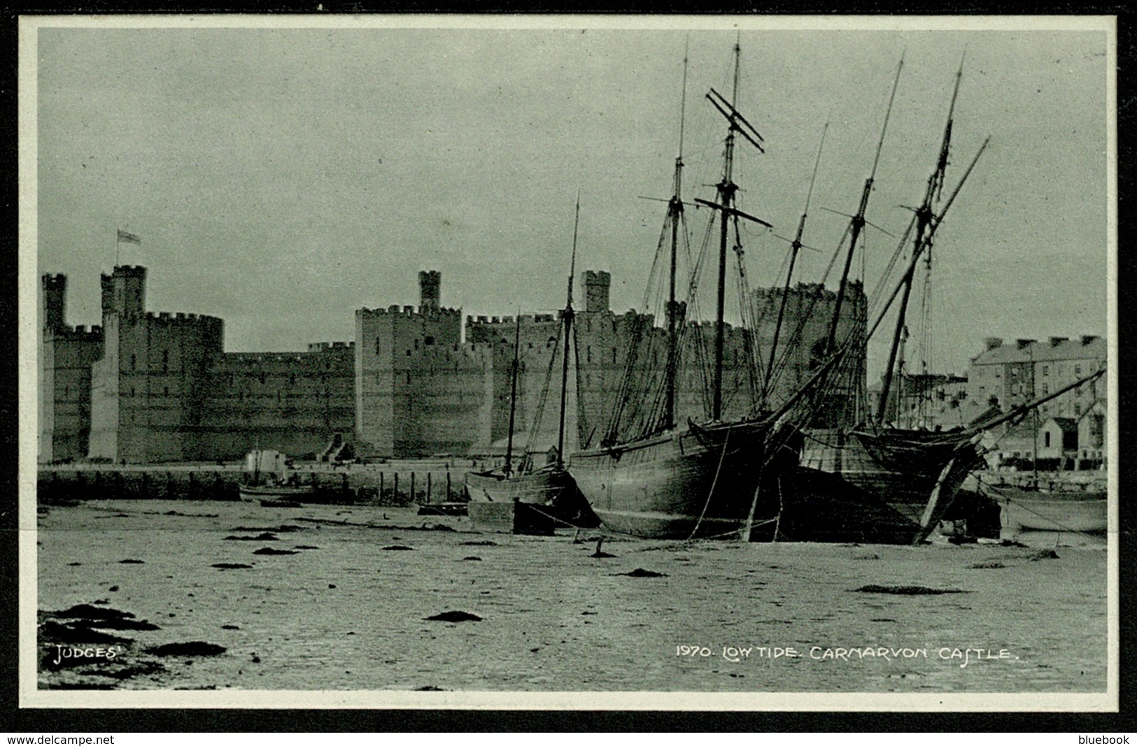 Ref 1263 - Judges Postcard - Low Tide At Carnarvon Castle - Caernarvonshire Wales - Caernarvonshire