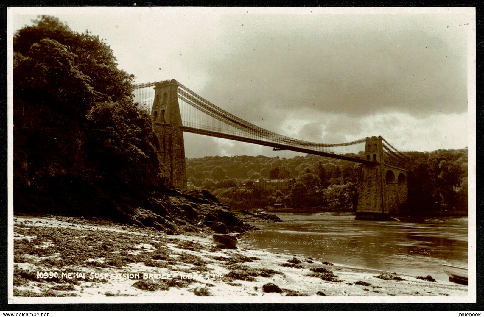 Ref 1263 - Judges Real Photo Postcard - Menai Suspension Bridge - Caernarvonshire Wales - Caernarvonshire