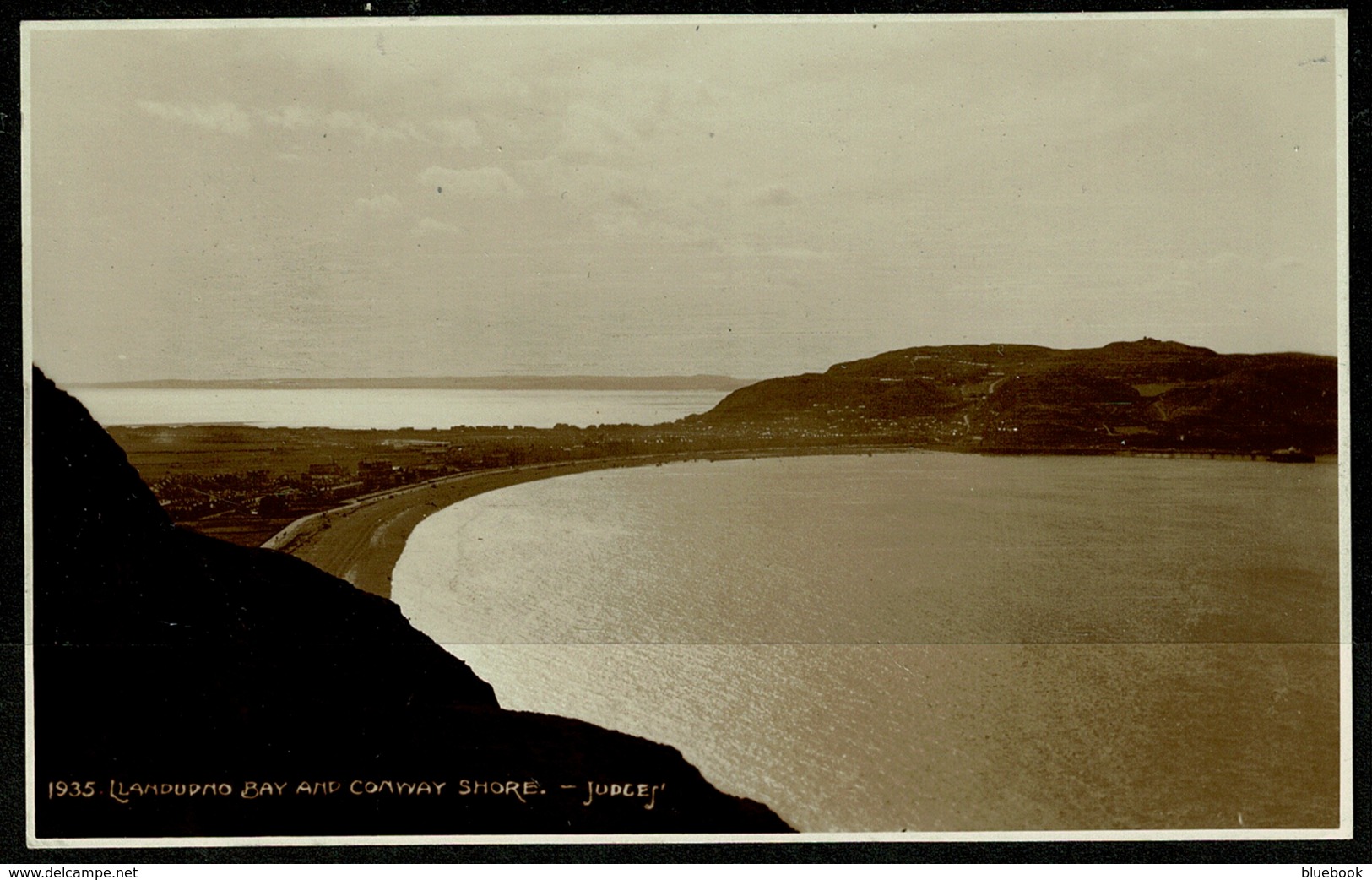 Ref 1263 - 1937 Judges Real Photo Postcard - Llandudno Bay & Conway Shore - Caernarvonshire Wales - Caernarvonshire