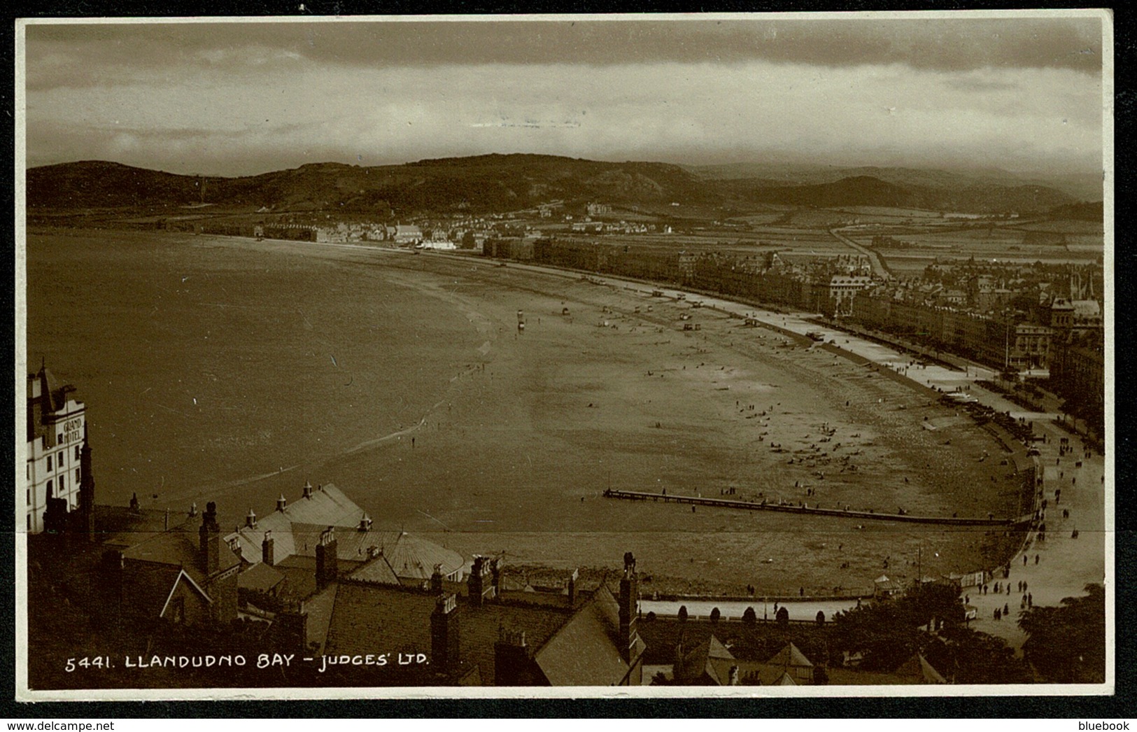 Ref 1263 - Early Judges Real Photo Postcard - Llandudno Bay - Caernarvonshire Wales - Caernarvonshire