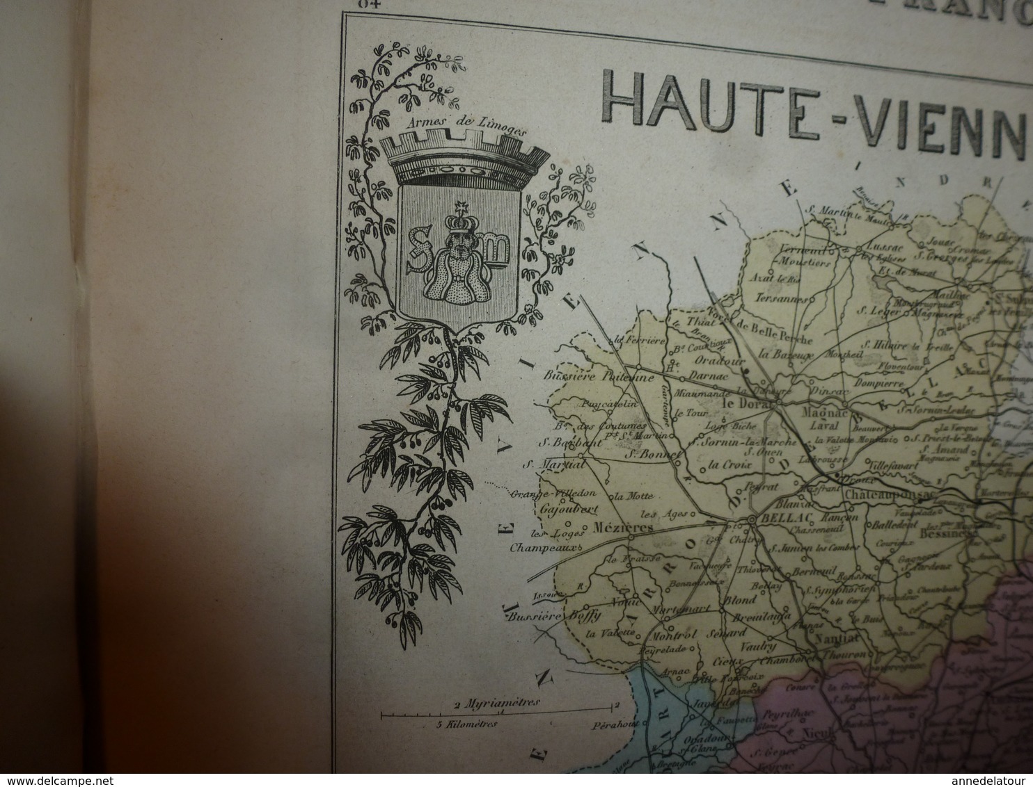 1880 Hte VIENNE (Limoges,Bellac,Rochechouart,St-Yrieix,Aixe,Nantiat,etc)Carte Géo-Descriptive:Edition Migeon,géograph