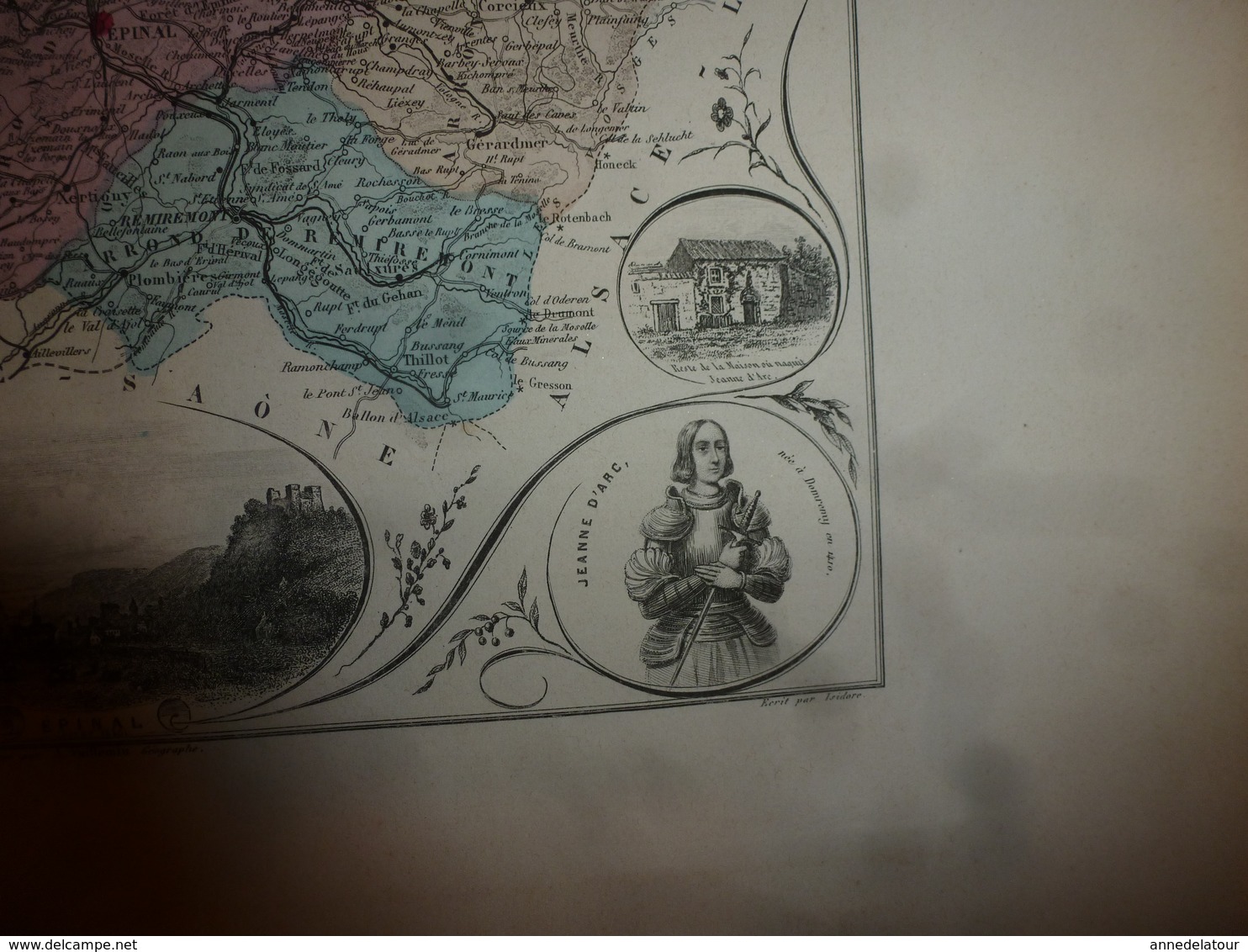 1880 VOSGES (Epinal,Mirecourt,Neufchâteau,Remiremont,St-Dié,Gerardmer,etc)Carte Géo-Descriptive:Edition Migeon,géograph - Carte Geographique