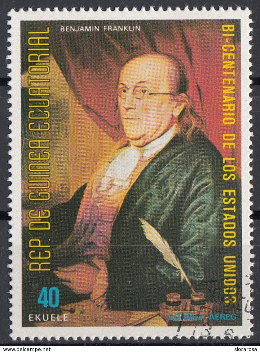 Guinea Equatoriale 1976 Sc. 7570 "Benjamin Franklin" Quadro Dipinto  Paintings - Nuovo CTO Equatorial - Indipendenza Stati Uniti